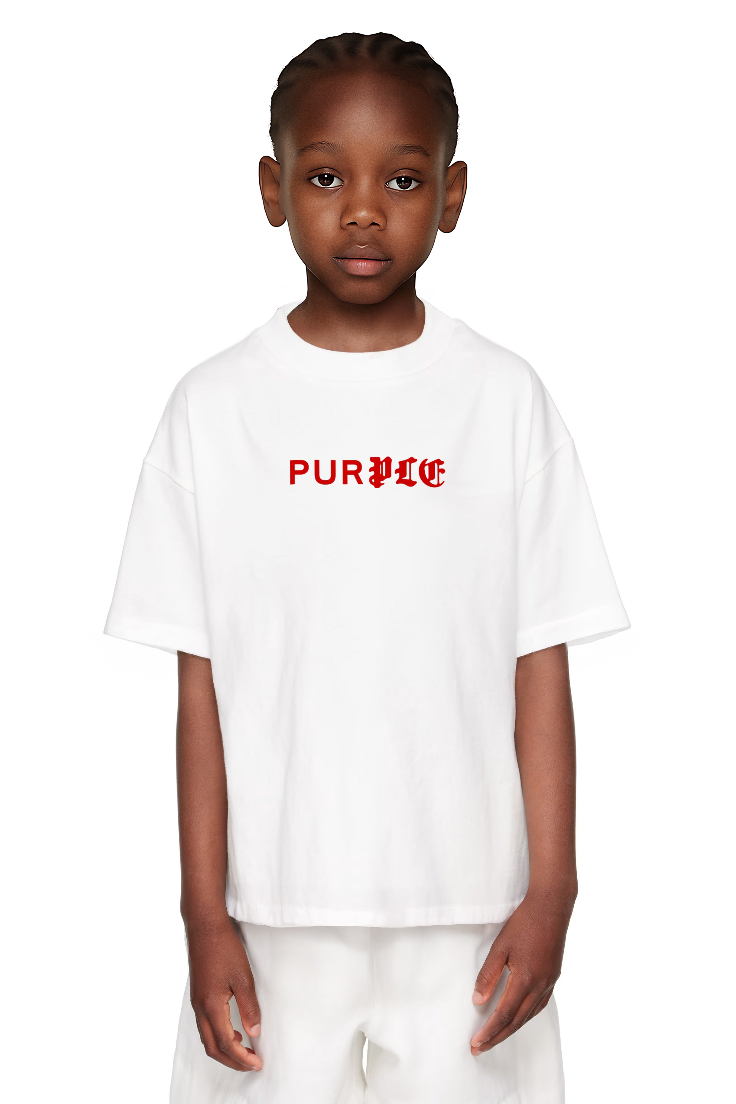 Purple Brand Kids white cotton jersey short-sleeve T-shirt featuring a soft, breathable fabric and a classic everyday design.