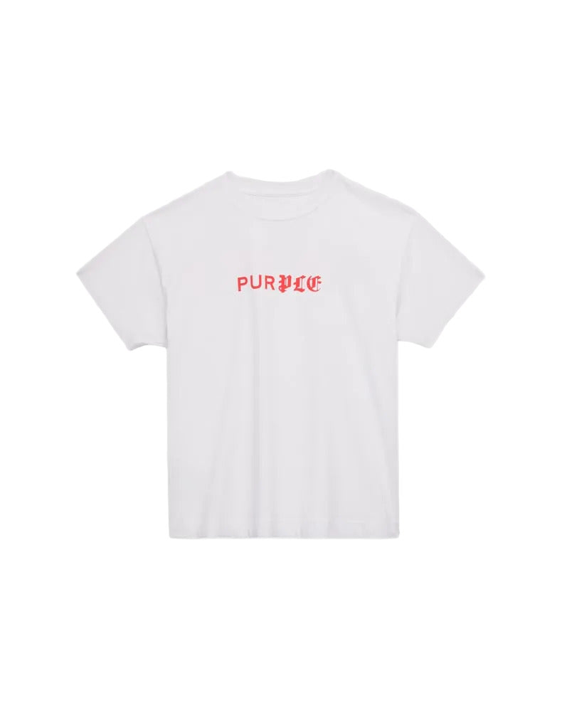 Purple Brand Kids white cotton jersey short-sleeve T-shirt featuring a soft, breathable fabric and a classic everyday design.