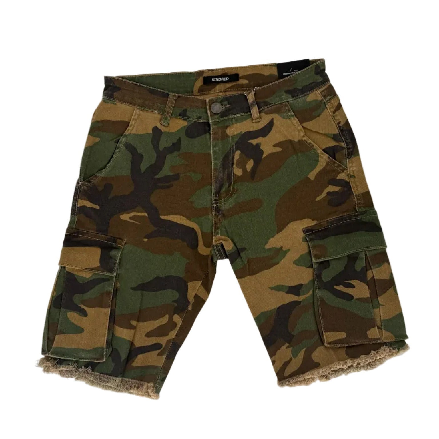 Camouflage shorts on a white background