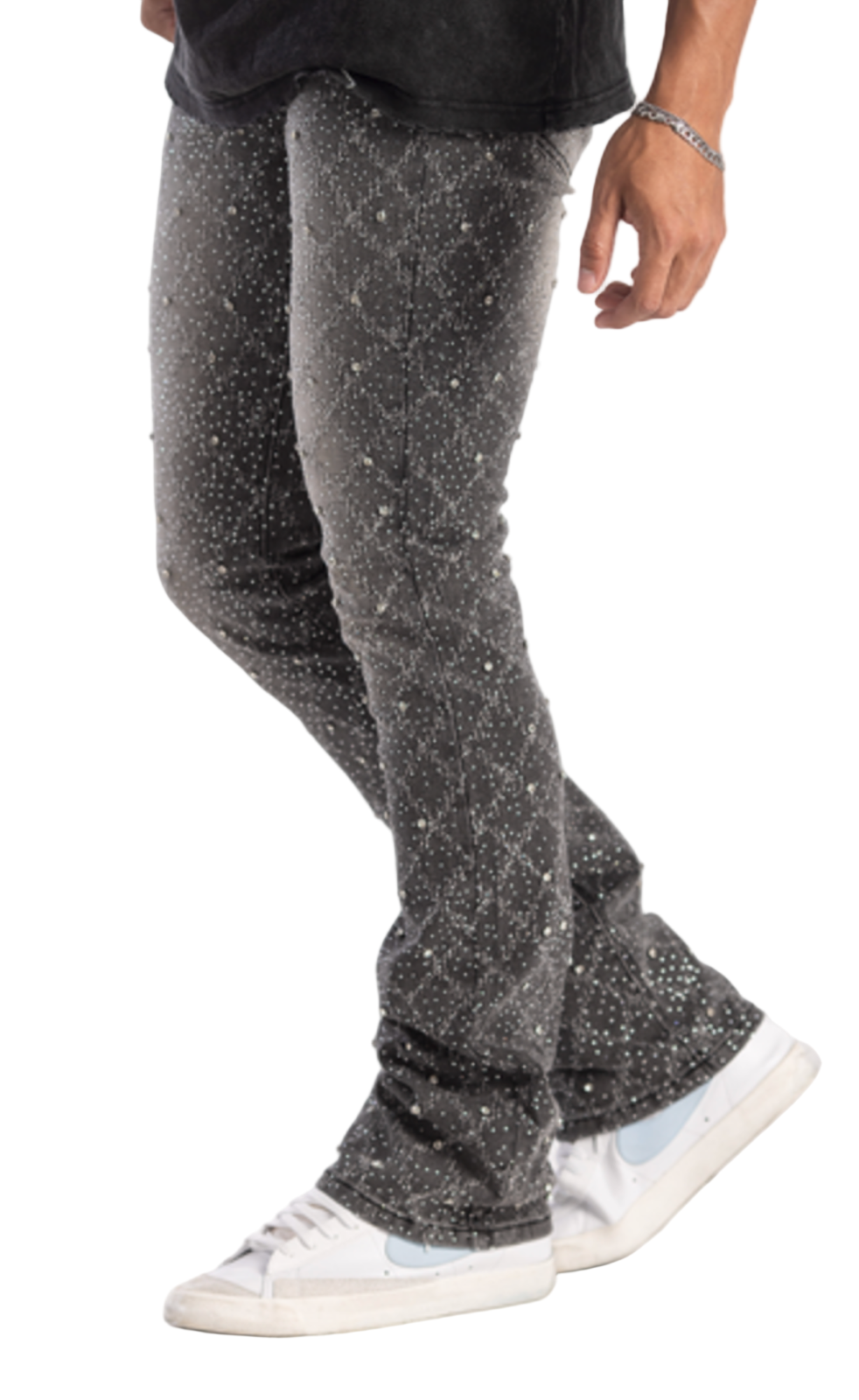 Kindred Rhinestone Denim Jeans grey (KD2231) with rhinestone embellishments and slim fit