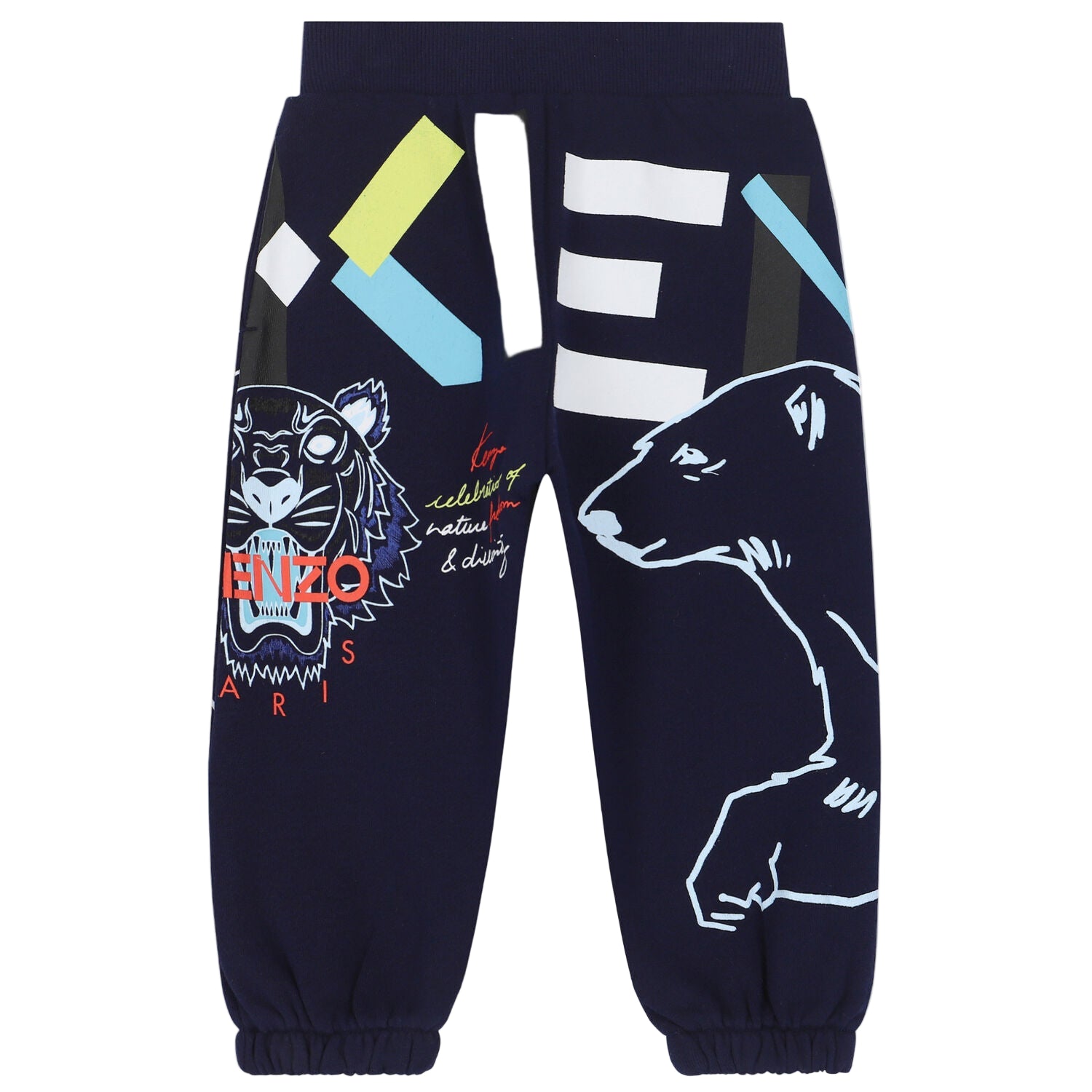 Bring bold designer energy to your child’s everyday look with the KENZO Kids Animal Face Sweat Pant (Black) — a perfect blend of comfort, quality, and streetwear flair.