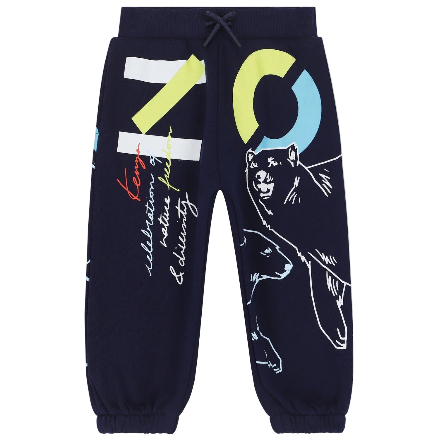 Bring bold designer energy to your child’s everyday look with the KENZO Kids Animal Face Sweat Pant (Black) — a perfect blend of comfort, quality, and streetwear flair.