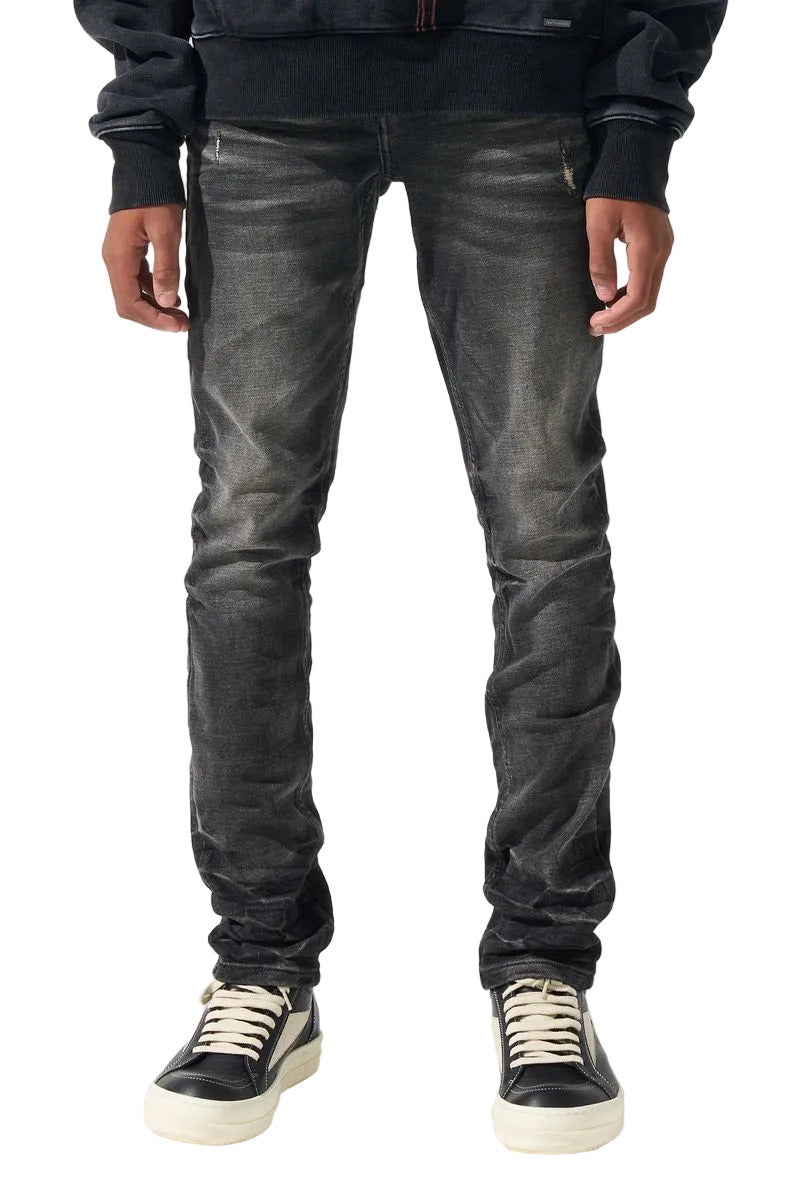 SERENEDE® Kids FUME fitted jeans in faded black smoke wash with tapered leg and minimal distressing.