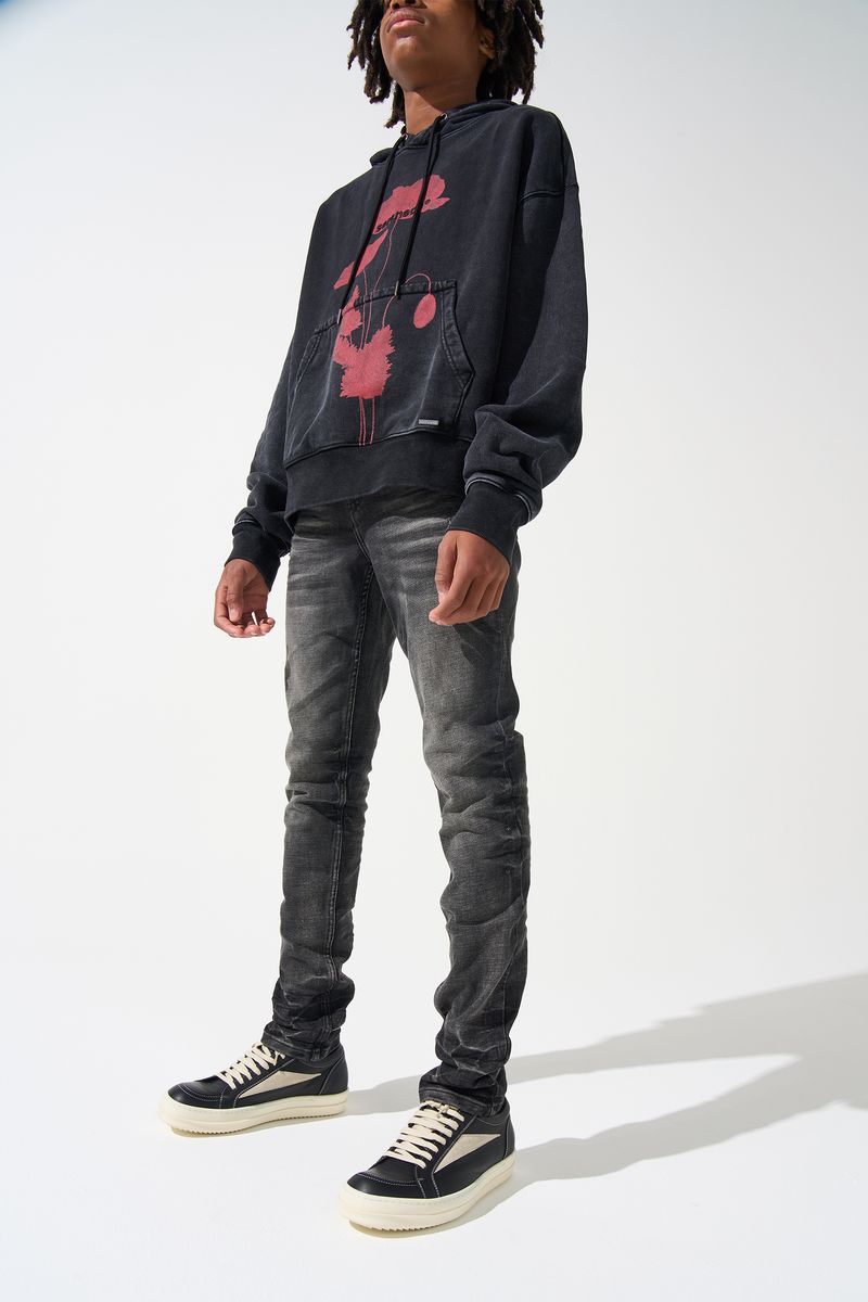 SERENEDE® Kids FUME fitted jeans in faded black smoke wash with tapered leg and minimal distressing.