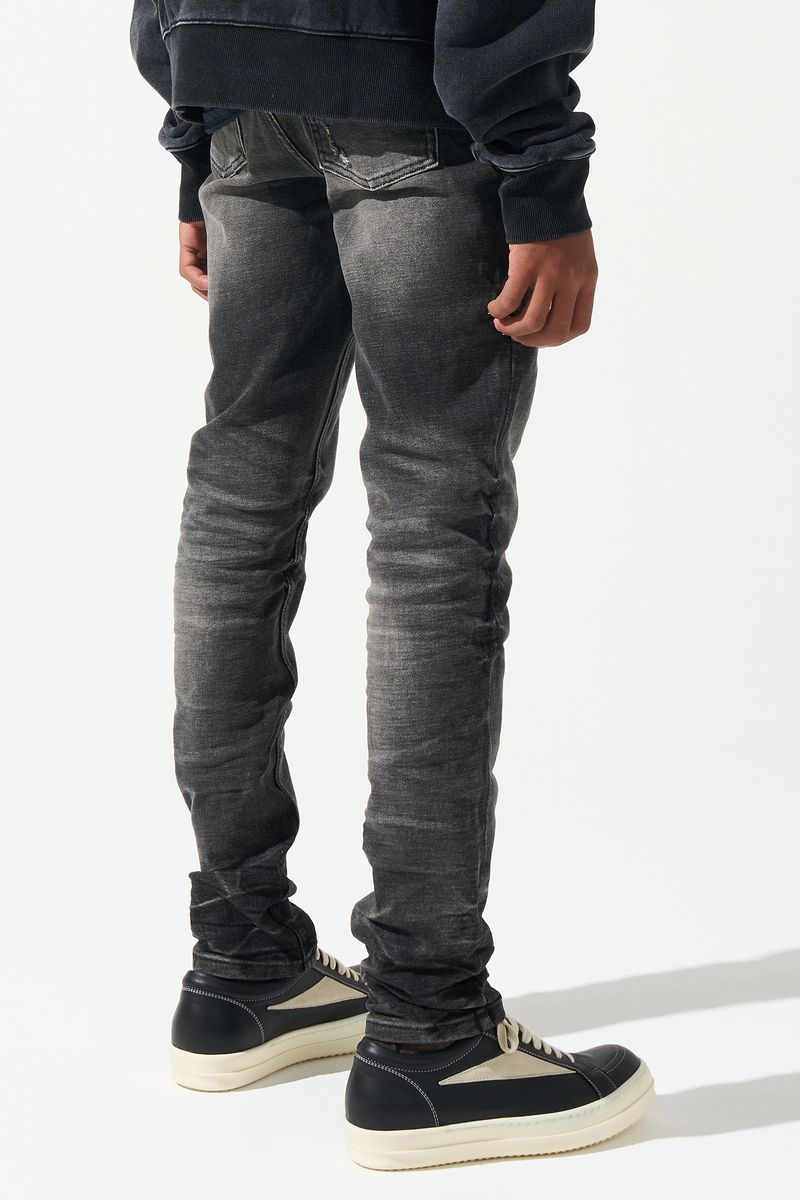 SERENEDE® Kids FUME fitted jeans in faded black smoke wash with tapered leg and minimal distressing.