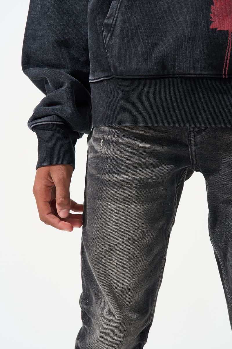 SERENEDE® Kids FUME fitted jeans in faded black smoke wash with tapered leg and minimal distressing.