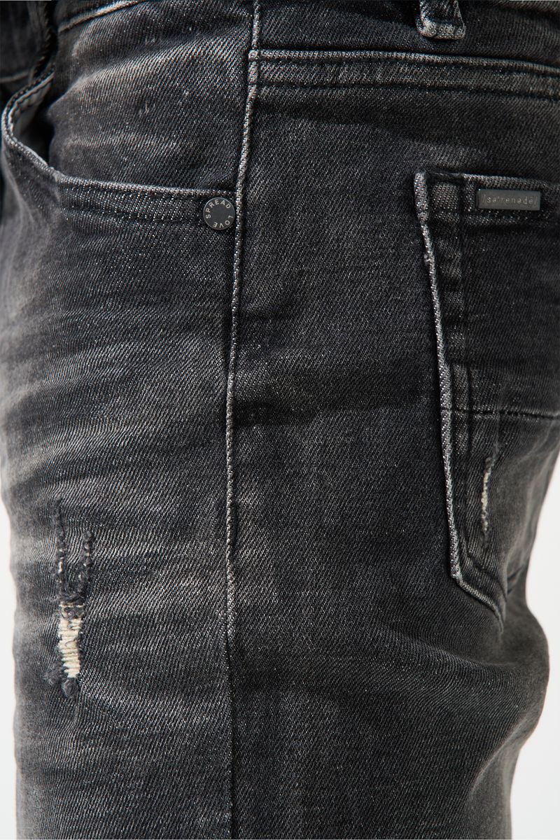 SERENEDE® Kids FUME fitted jeans in faded black smoke wash with tapered leg and minimal distressing.