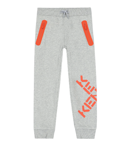 Let your little one move in comfort and style with the Kenzo Kids Orange Zip Sweat Pant (Grey) — a blend of sporty design and iconic luxury.