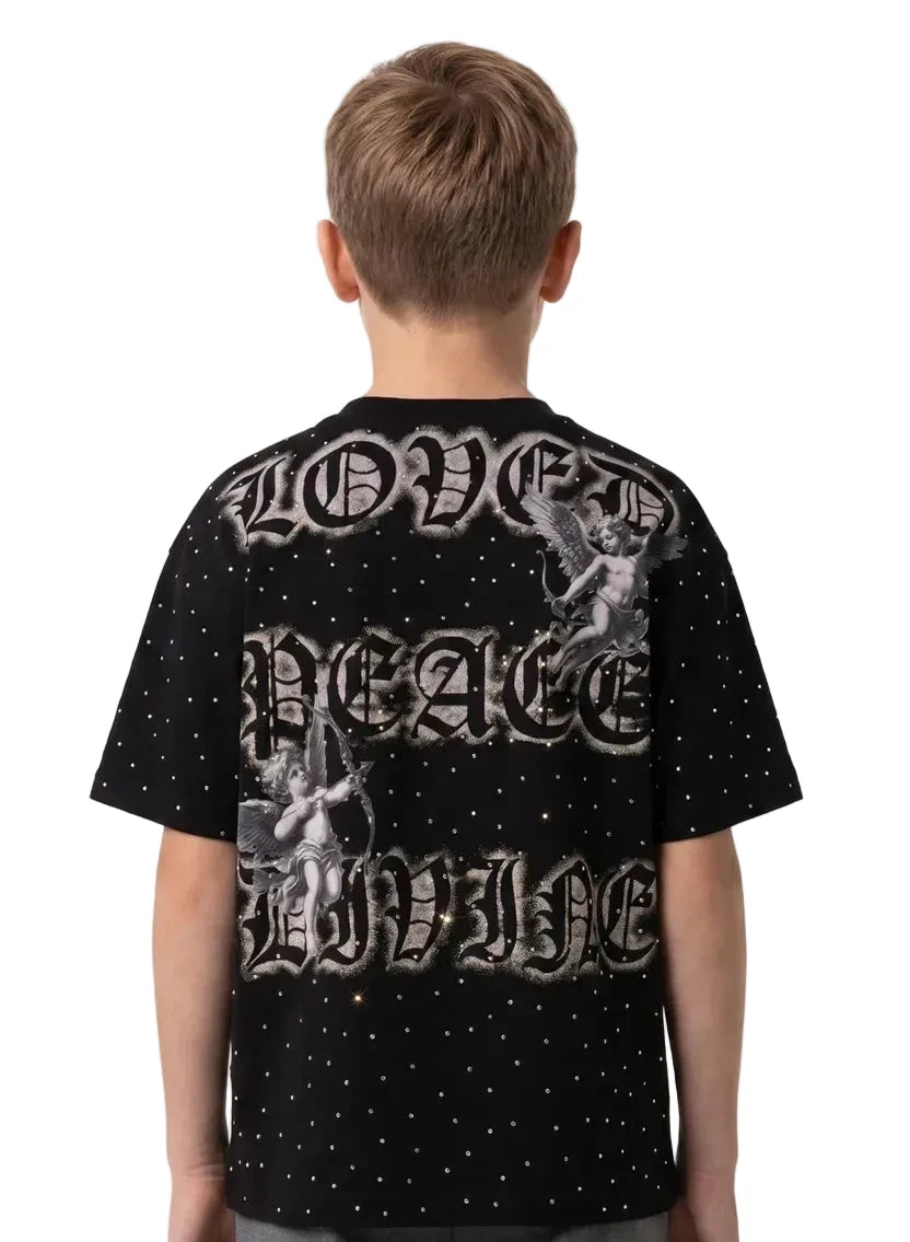 DZTR Restricted Stone kids T-shirt in black with modern streetwear-inspired design and relaxed everyday fit