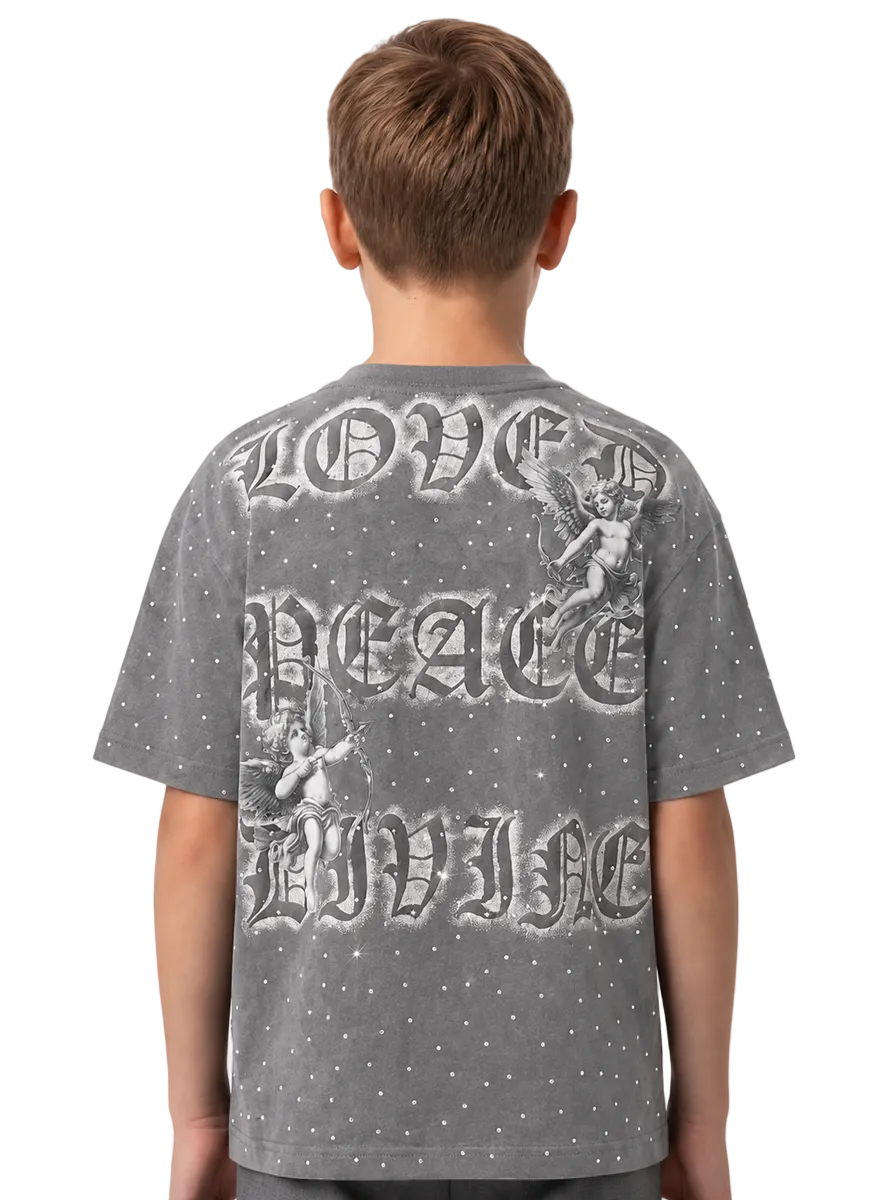 DZTR Restricted Stone kids T-shirt in grey with modern streetwear-inspired design and relaxed everyday fit