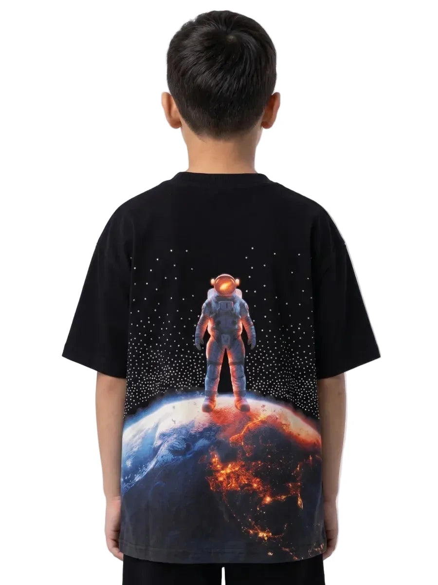 DZTR Escape kids T-shirt in black with clean streetwear-inspired design and comfortable everyday fit