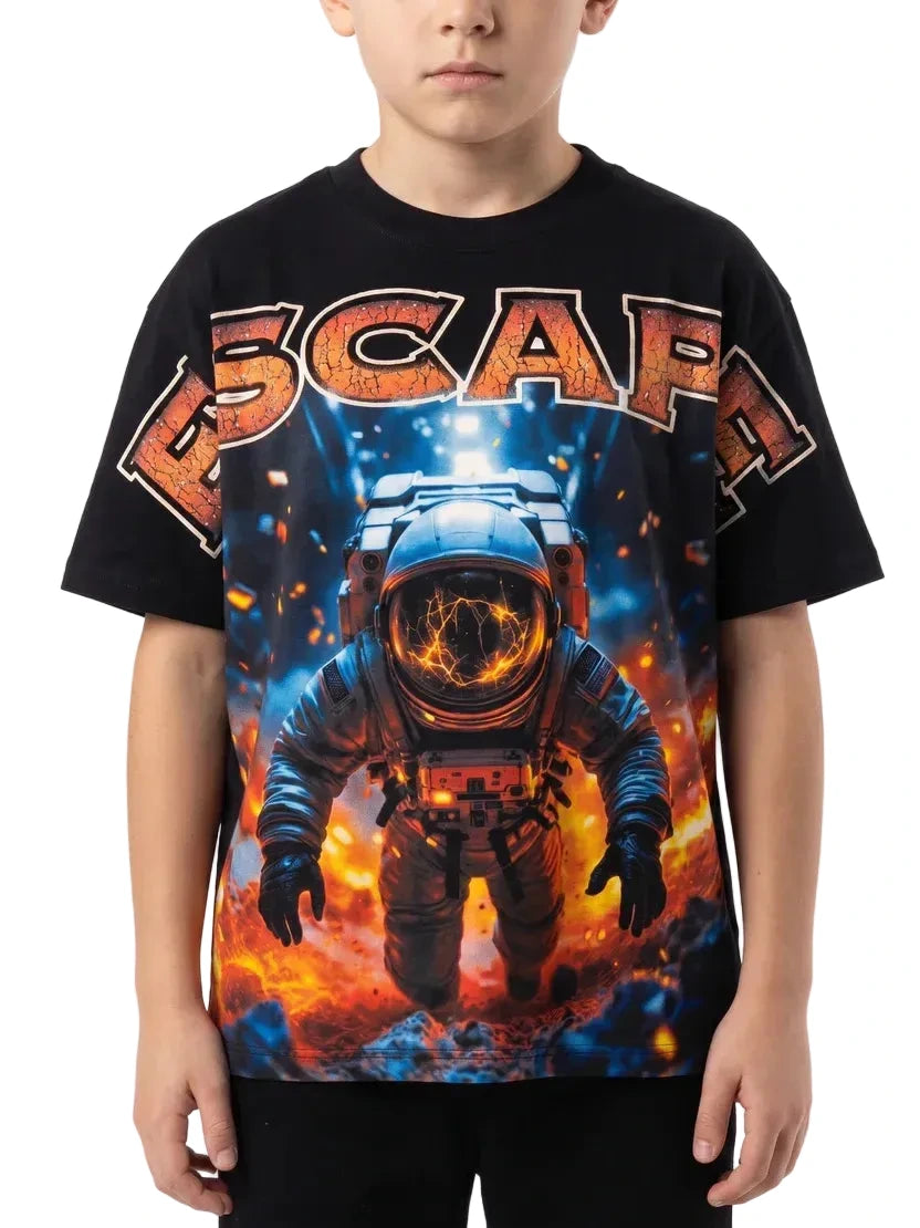 DZTR Escape kids T-shirt in black with clean streetwear-inspired design and comfortable everyday fit
