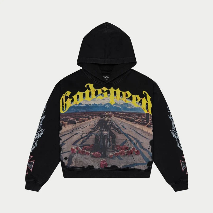 Long Lonely Road Hoodie (Black Wash) 