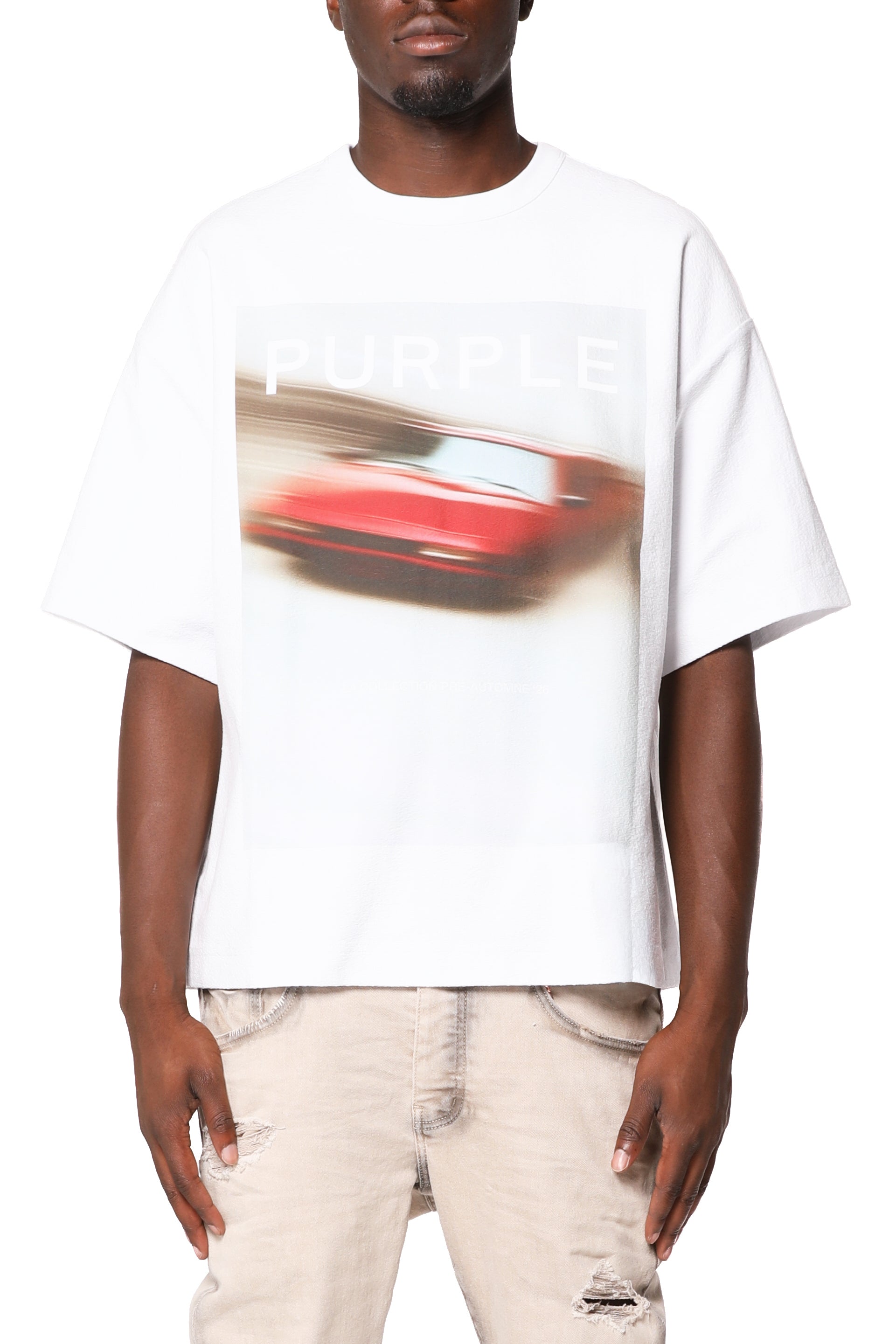 Purple Brand Tunnel Vision White T-shirt (M1057-HTWD326) featuring a clean white colorway and branded design.
