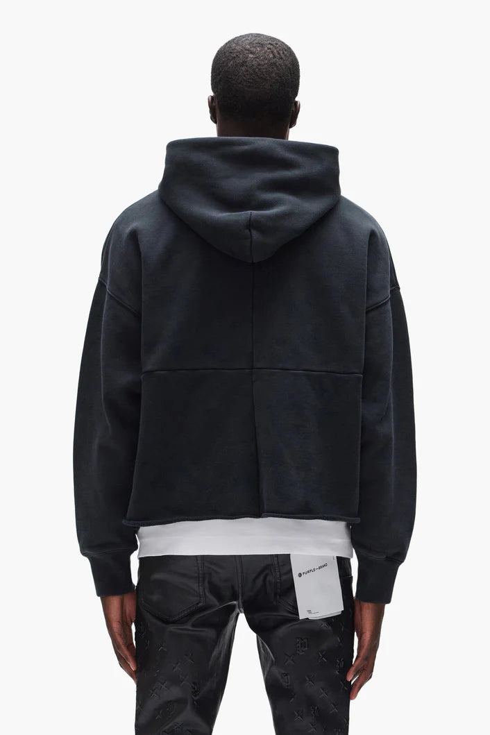 Purple-Brand Slab Wordmark oversized hoodie in heavyweight cotton fleece with applique and welt hand pocket.