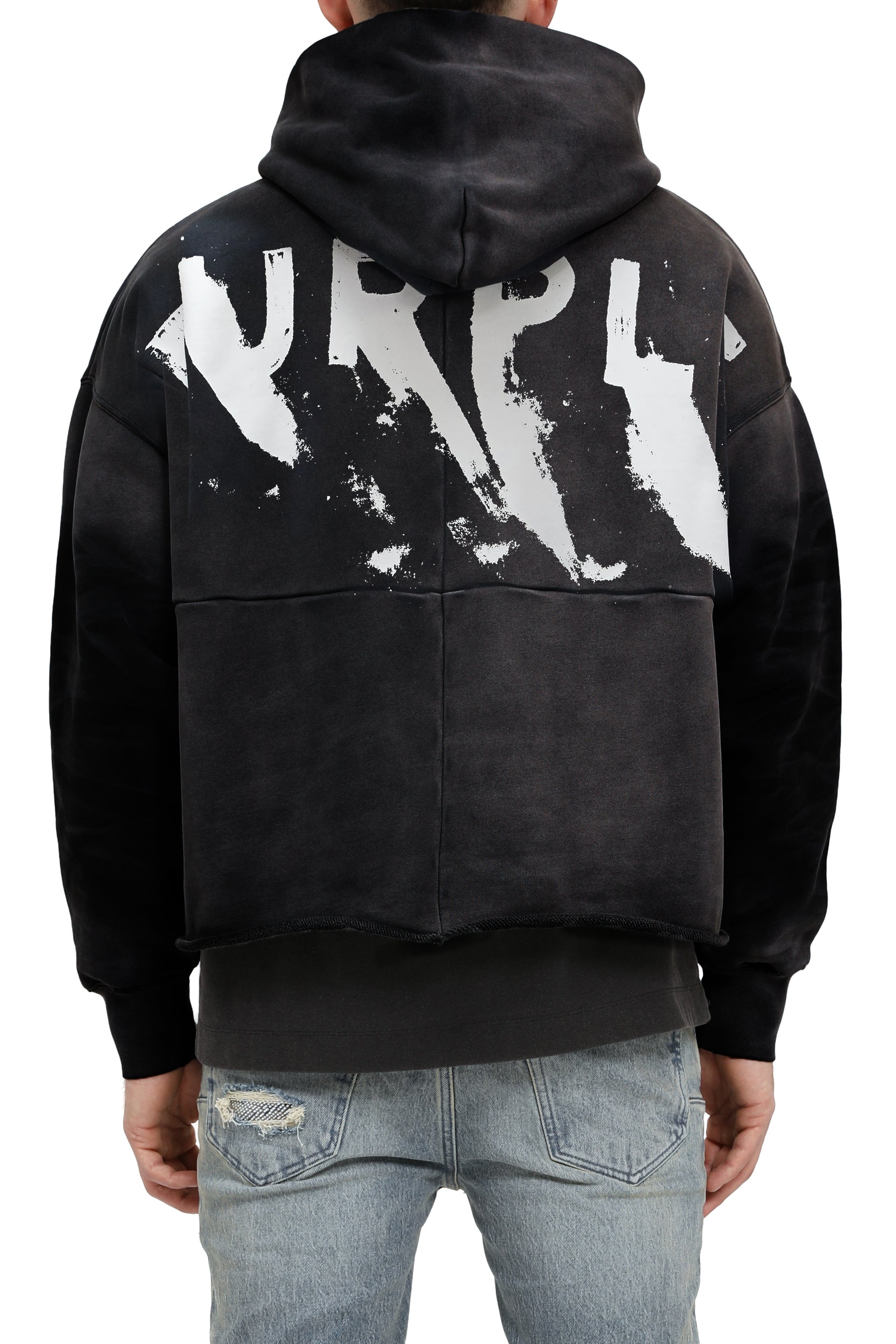 Purple Brand White Label relaxed fit hoodie in heavyweight cotton fleece with enzyme wash finish.