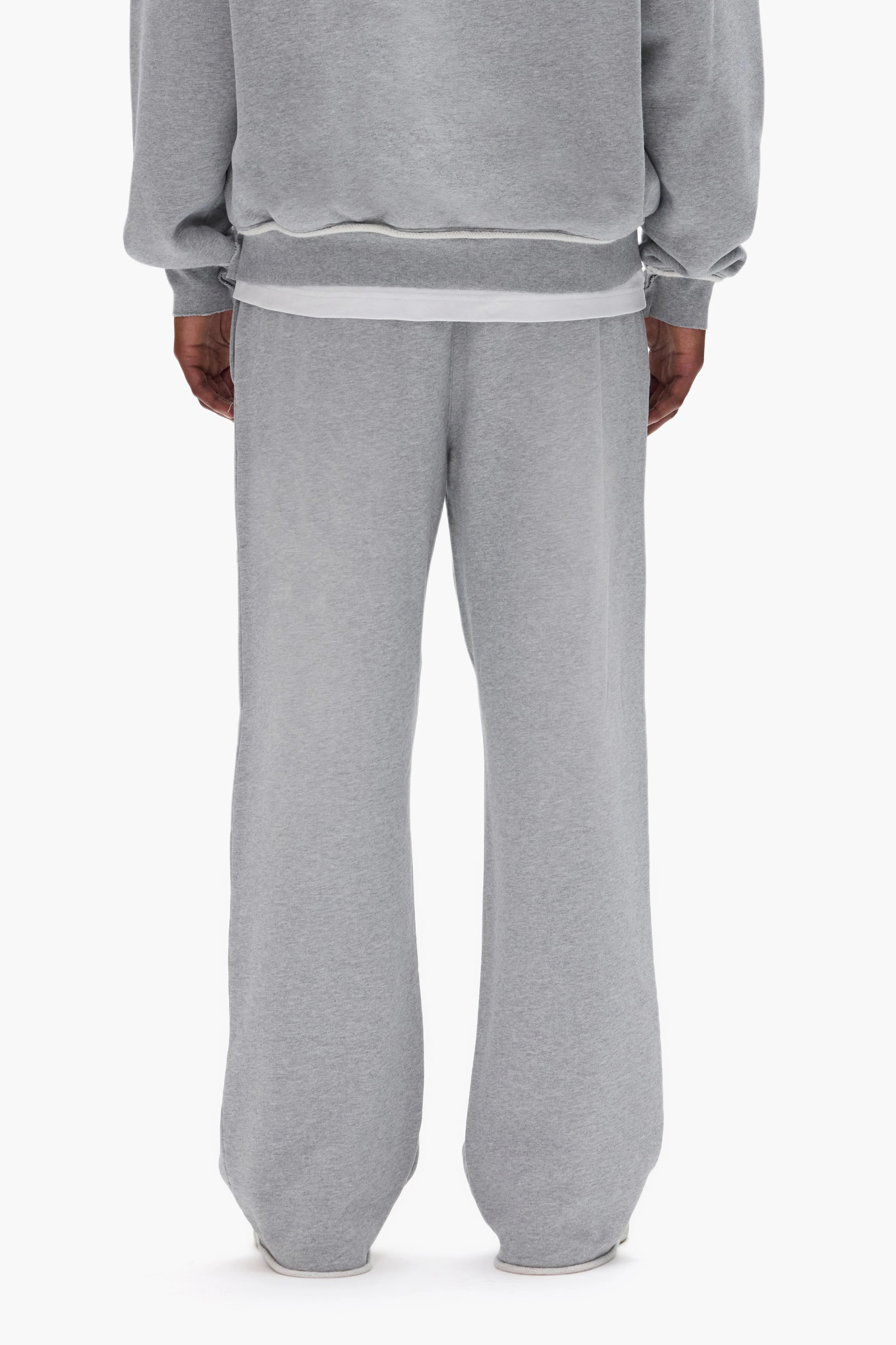Purple Crystal Applique Sweatpant in gray with detailed crystal embellishments and relaxed streetwear fit.