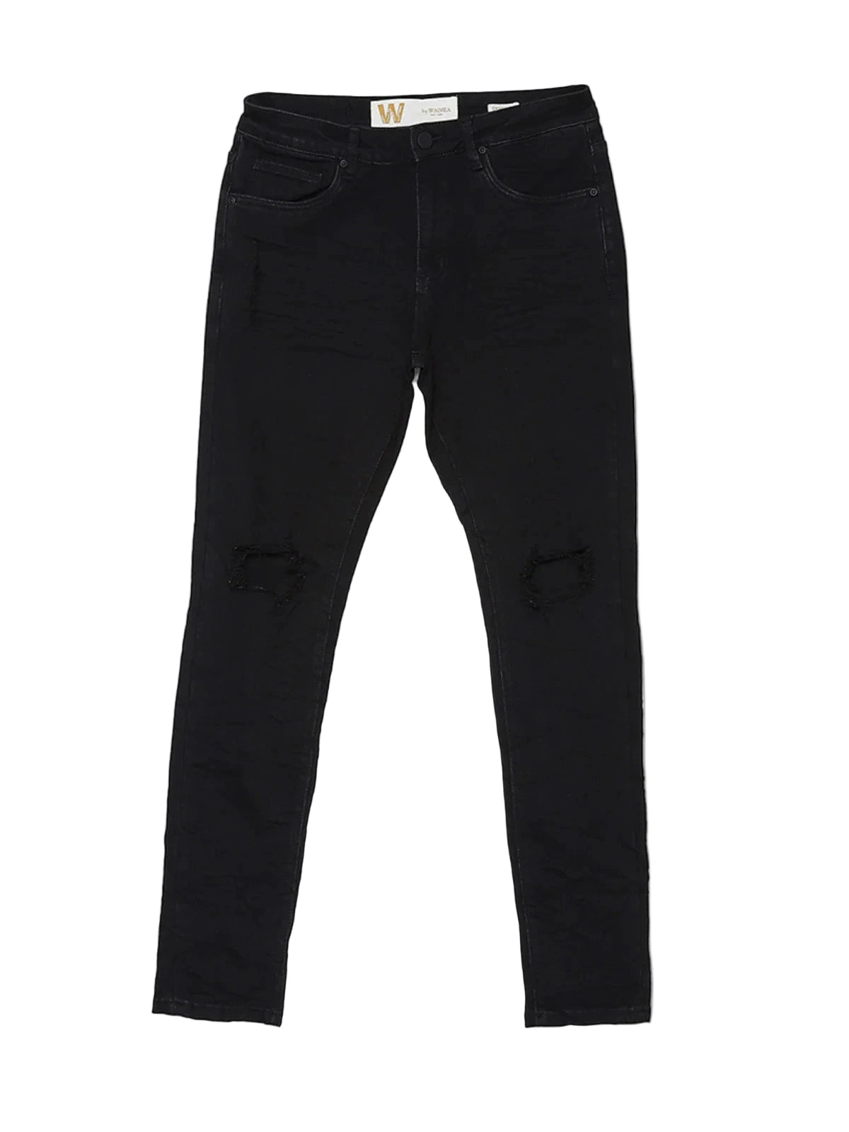 “W by Waimea Men’s Skinny Jeans: trendy blow-out knee design in stretchy woven denim (95% cotton, 3% rayon, 2% spandex). Sleek, stylish, and durable.”