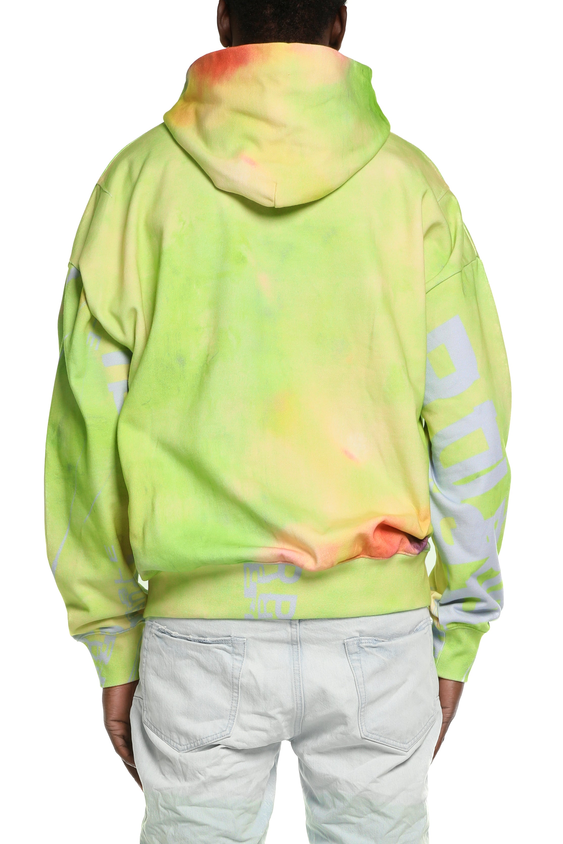 Purple Brand MWT Fleece Hoodie in white, oversized fit with heavyweight cotton fleece and kangaroo pocket