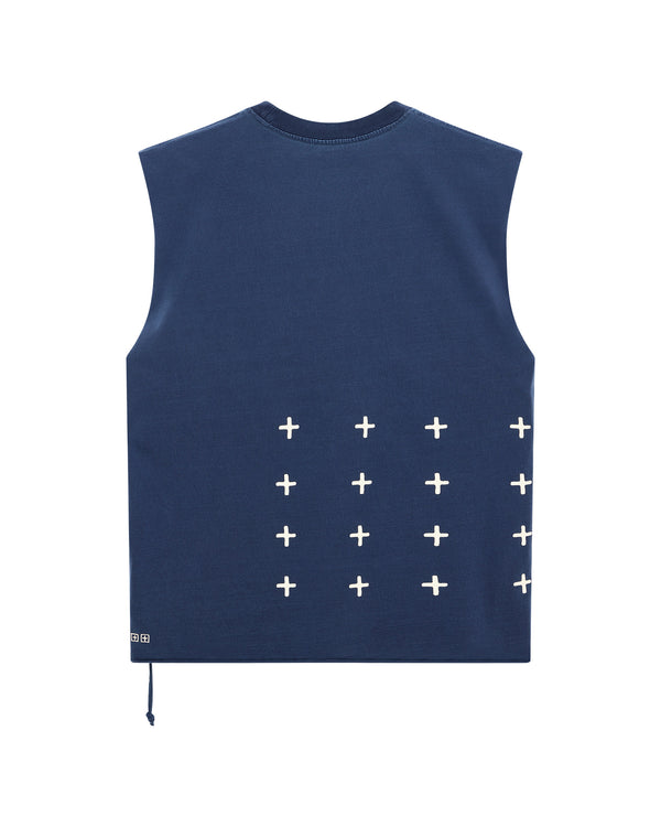 Ksubi All Day Biggie Cut Off Tee Deep in sleeveless oversized fit with crest embroidery and raw hem