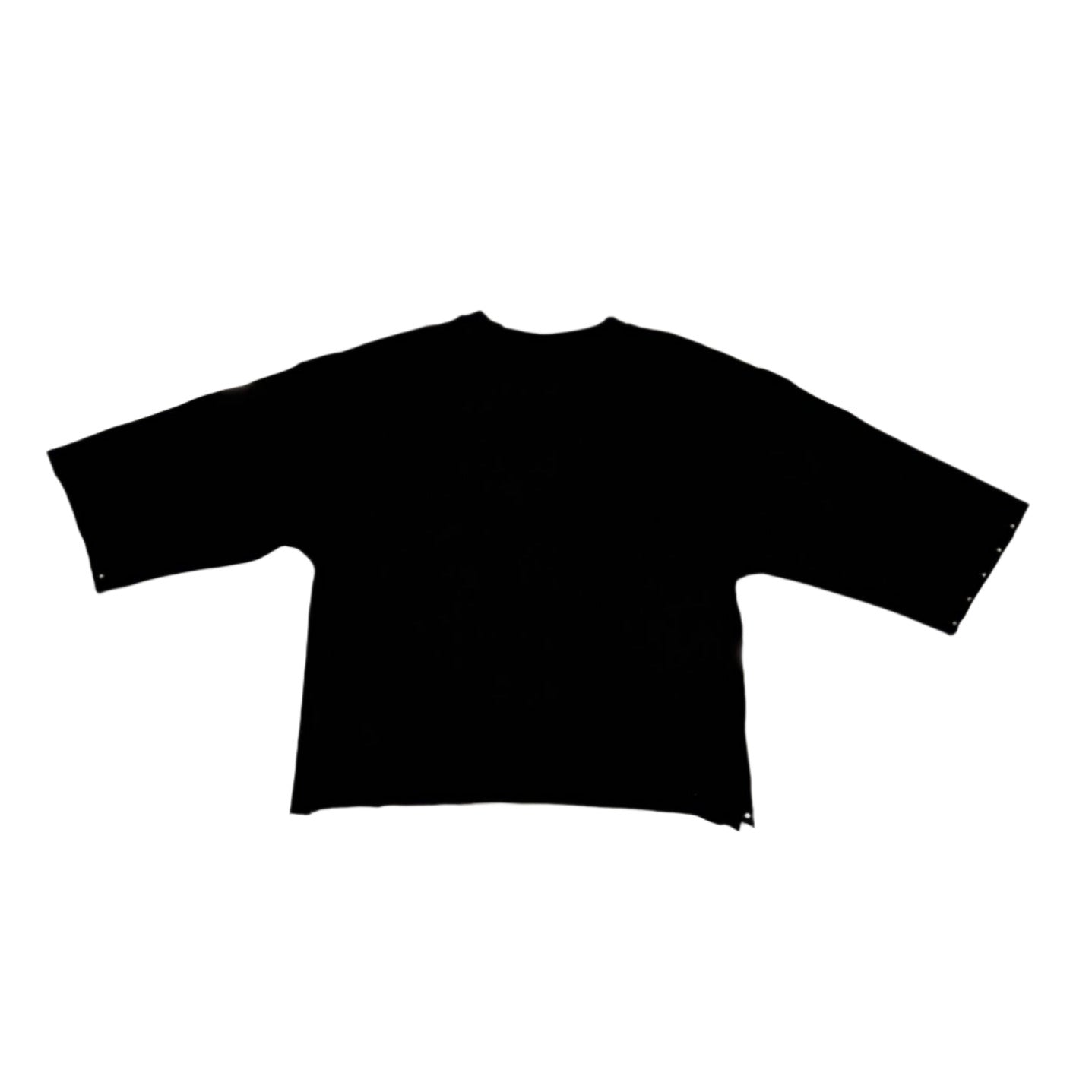  Black oversized cropped t-shirt with rhinestone detailing across the front.