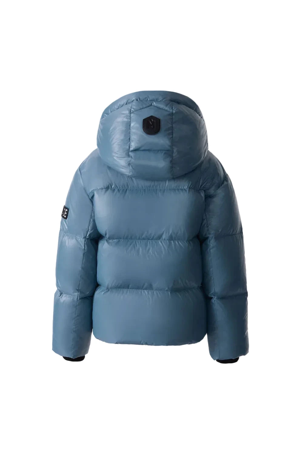 Mackage JESSE light recycled nano down jacket with removable hood, storm visor, and insulated pockets for kids.