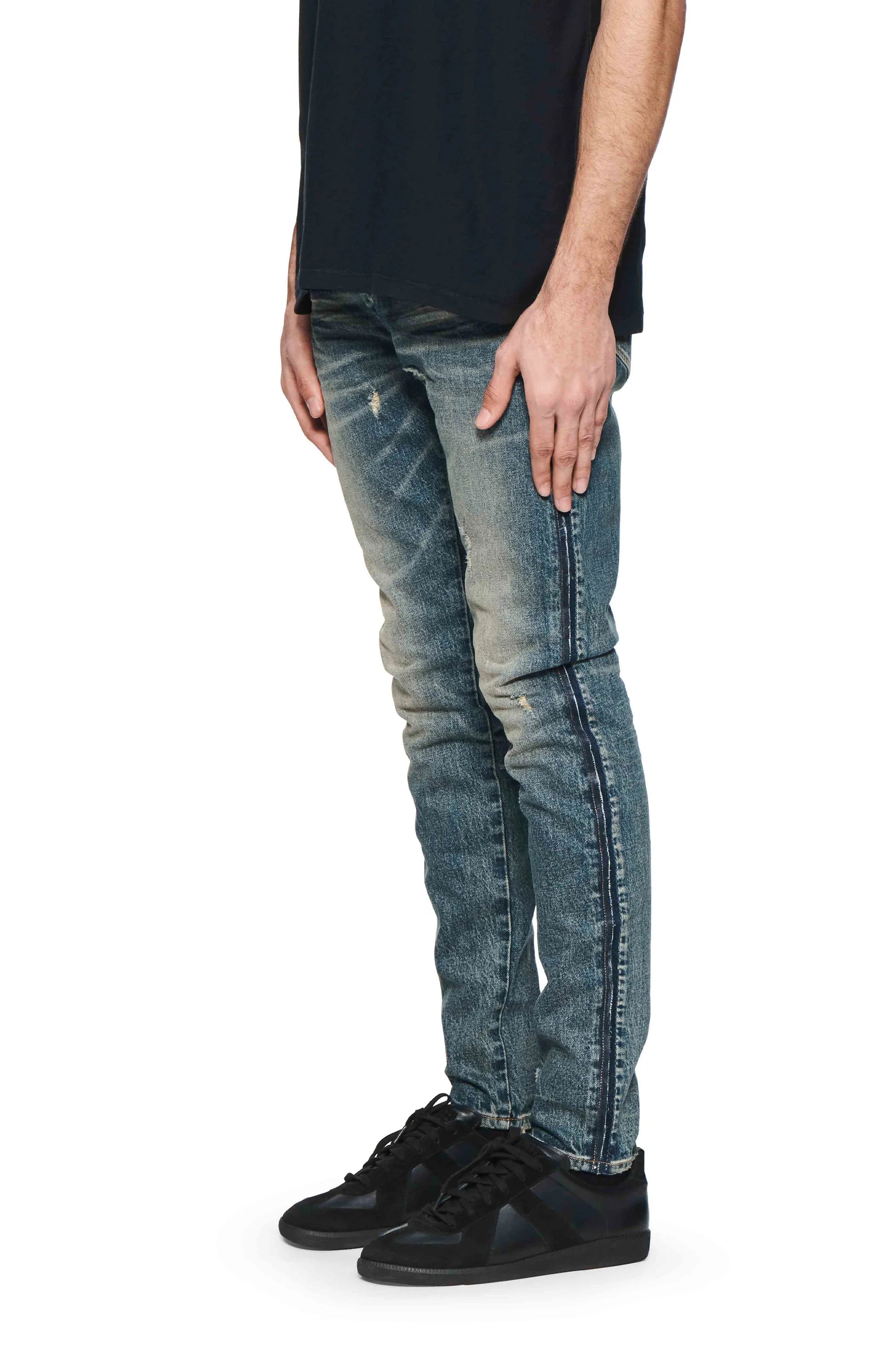 Skinny Shadow Seam Coated (indigo)