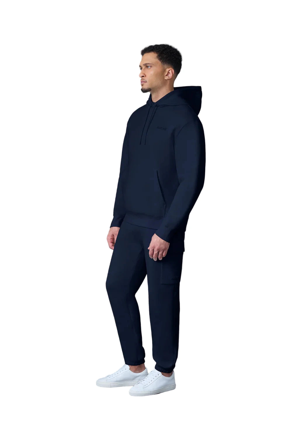 “MACKAGE KOLTON hoodie in soft double-face jersey, beige color, relaxed fit with kangaroo pocket, adjustable drawcord hood, and silicone MACKAGE logo at chest and hood – luxury streetwear sweatshirt for men.”