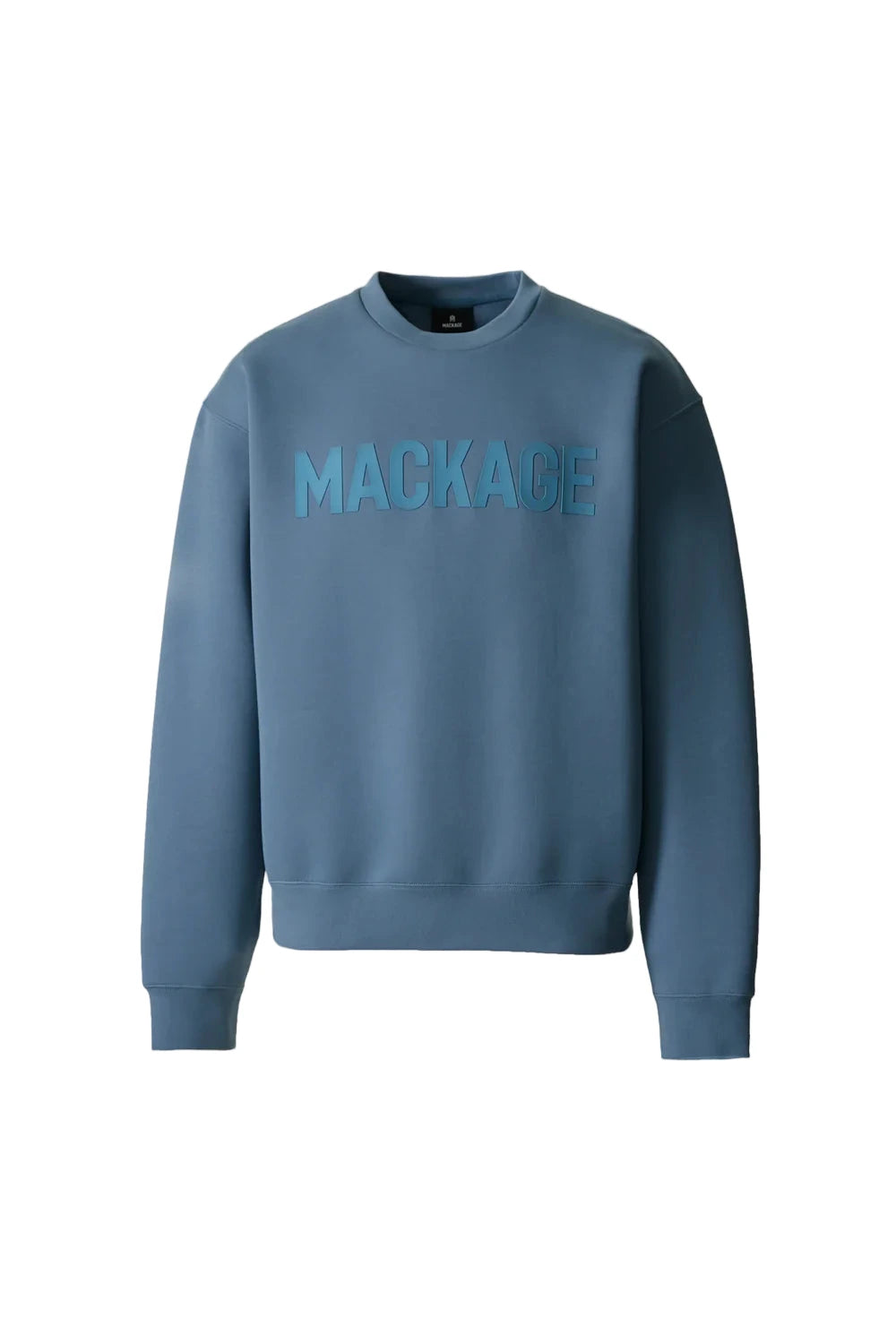 The Julius sweatshirt from MACKAGE is crafted from premium double-face jersey for a sleek yet comfortable feel. Featuring the brand’s signature silicone logo at the chest, this crewneck combines modern minimalism with refined craftsmanship. Complete with rib-knit collar, cuffs, and hem, it delivers a clean silhouette ideal for casual or layered looks.
