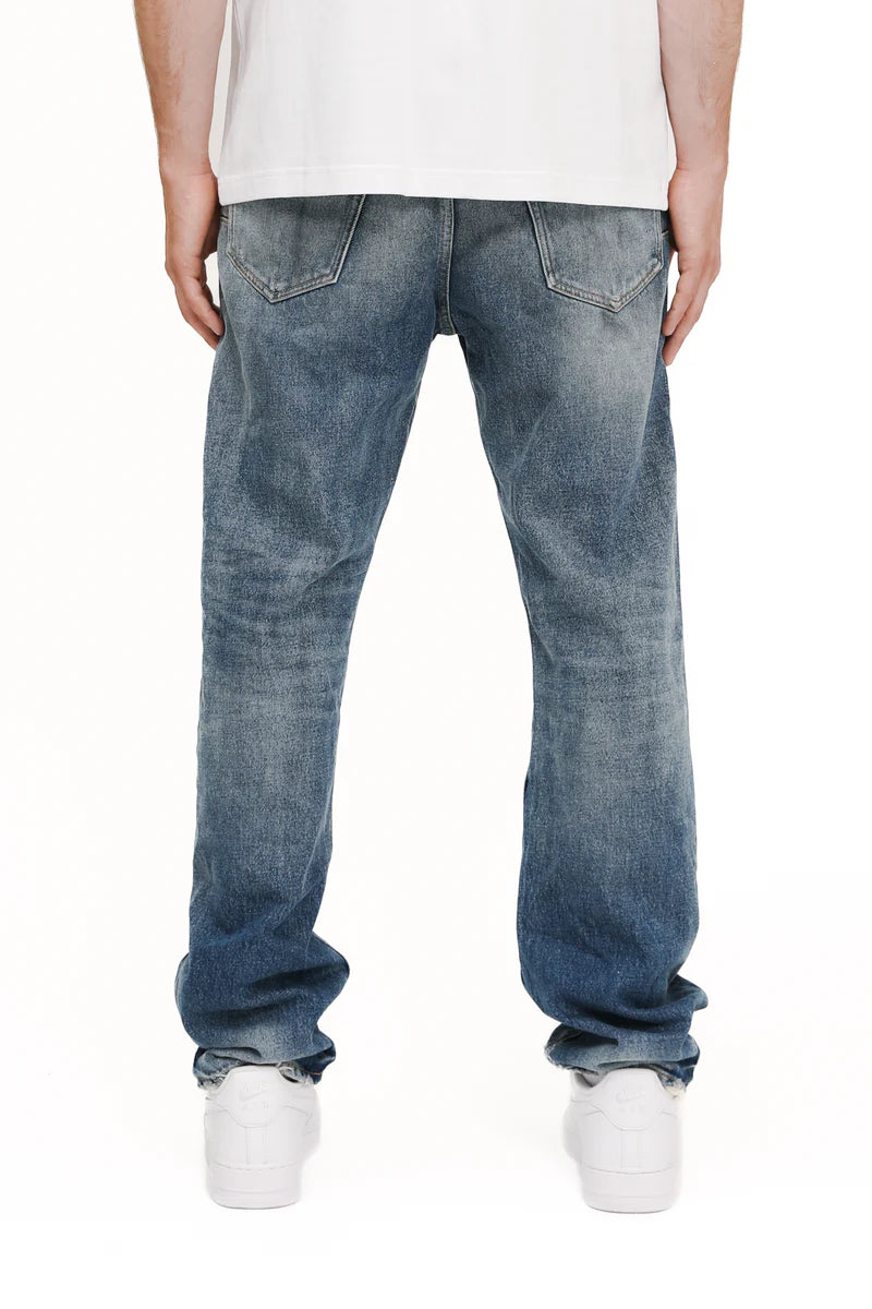 P011 Calcium Powder Distressed Jeans (Mid Indigo)