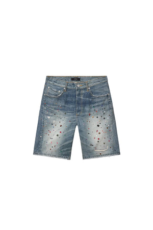 Purple Brand Jewel Short Light Indigo premium denim shorts with jewel embellishments front viewPurple Brand Jewel Short Light Indigo premium denim shorts with jewel embellishments front view