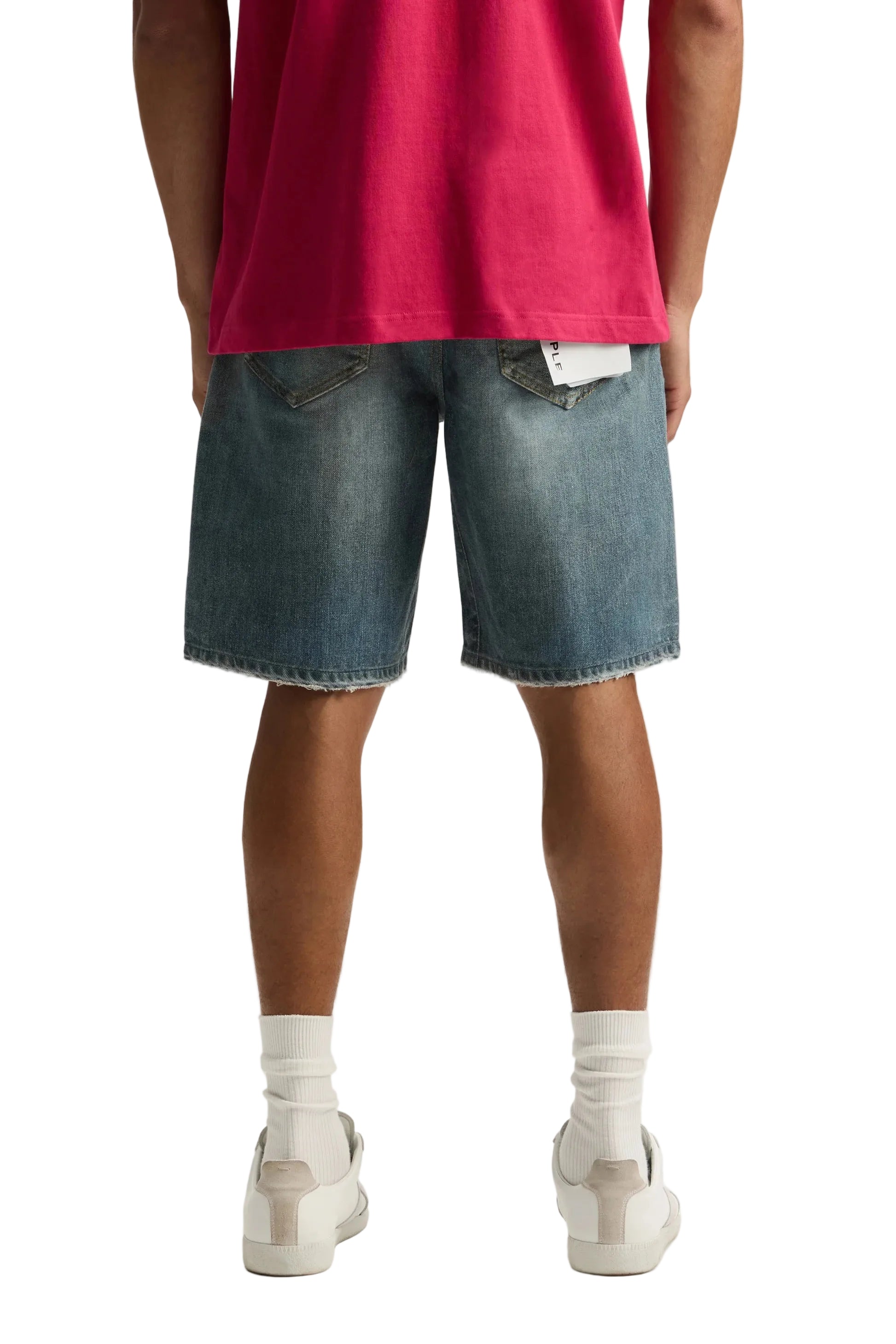 Purple Brand Jewel Short Light Indigo premium denim shorts with jewel embellishments BACK view