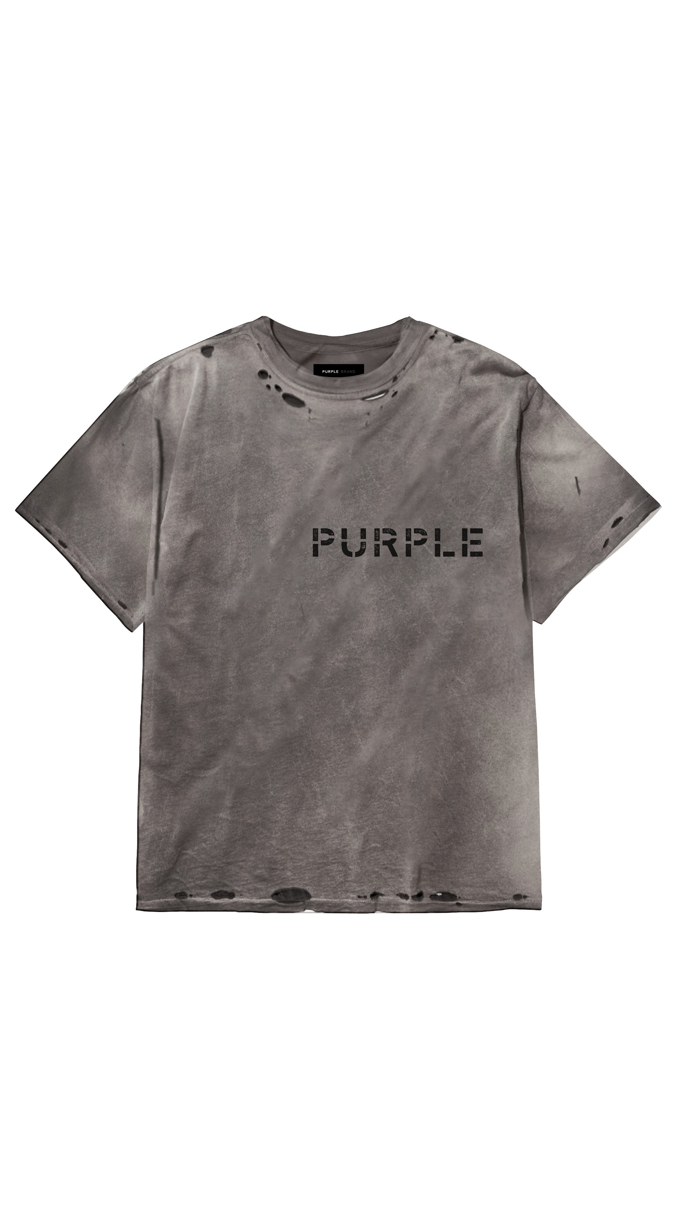 Purple Brand Textured Inside Out Tee in black featuring premium textured fabric, an inside-out construction, and a classic short-sleeve design.