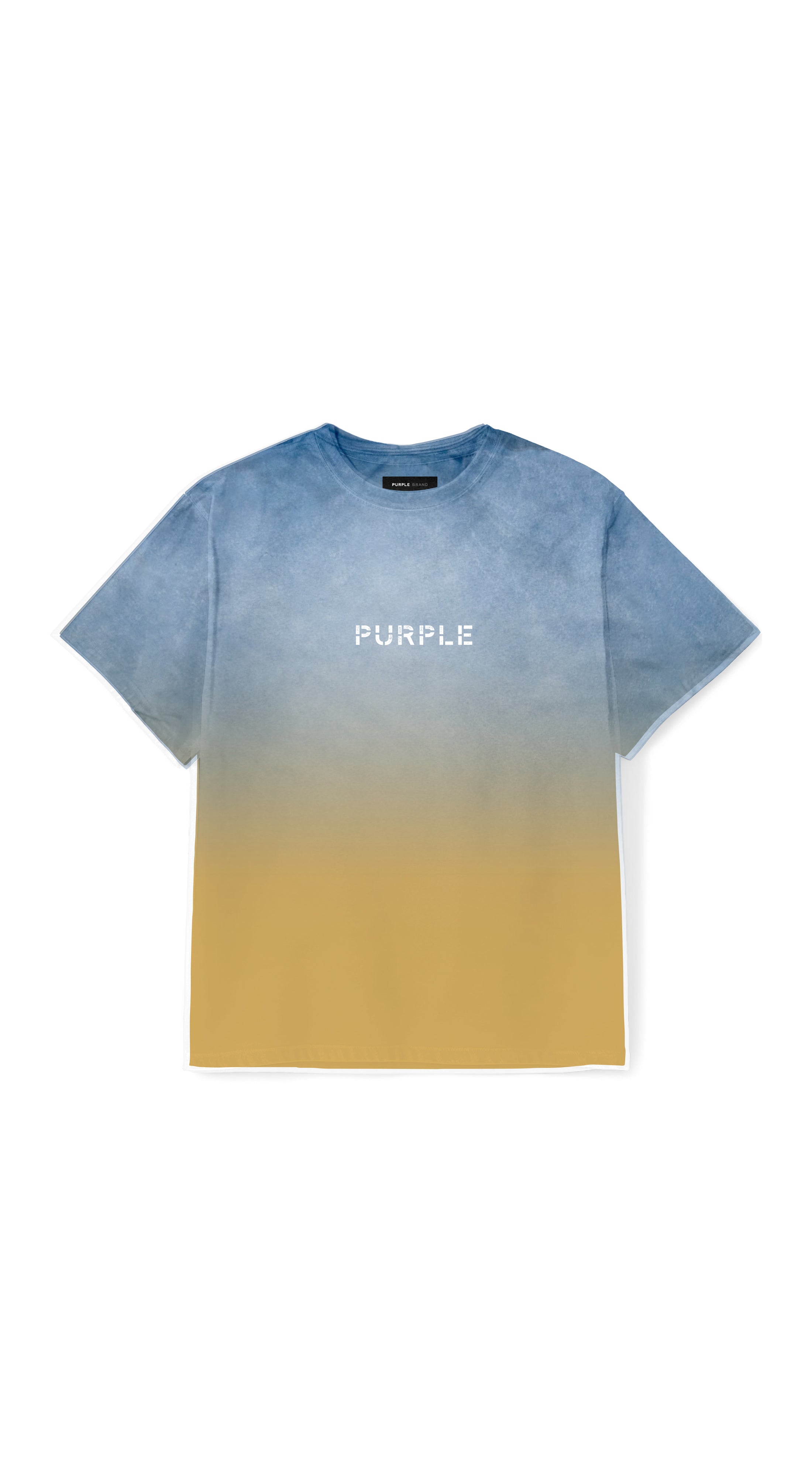 Purple Brand Textured Inside Out Tee featuring a white label design, textured jersey fabric, heavy acid wash finish, printed graphics, raised matte silicone details, and distressing.