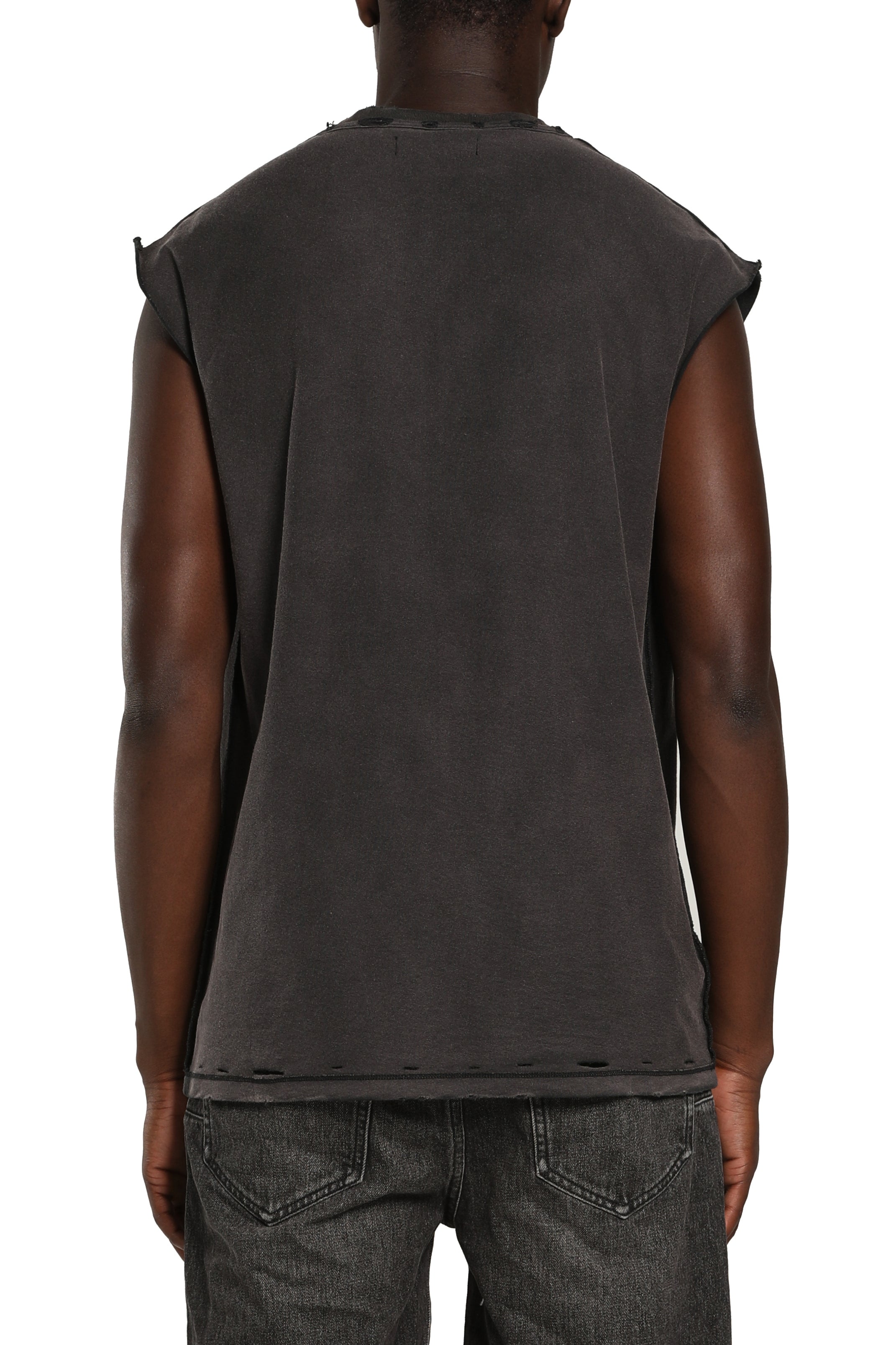 Purple Brand black sleeveless knit top for menswear, style P103-TBDS226, SS26 season