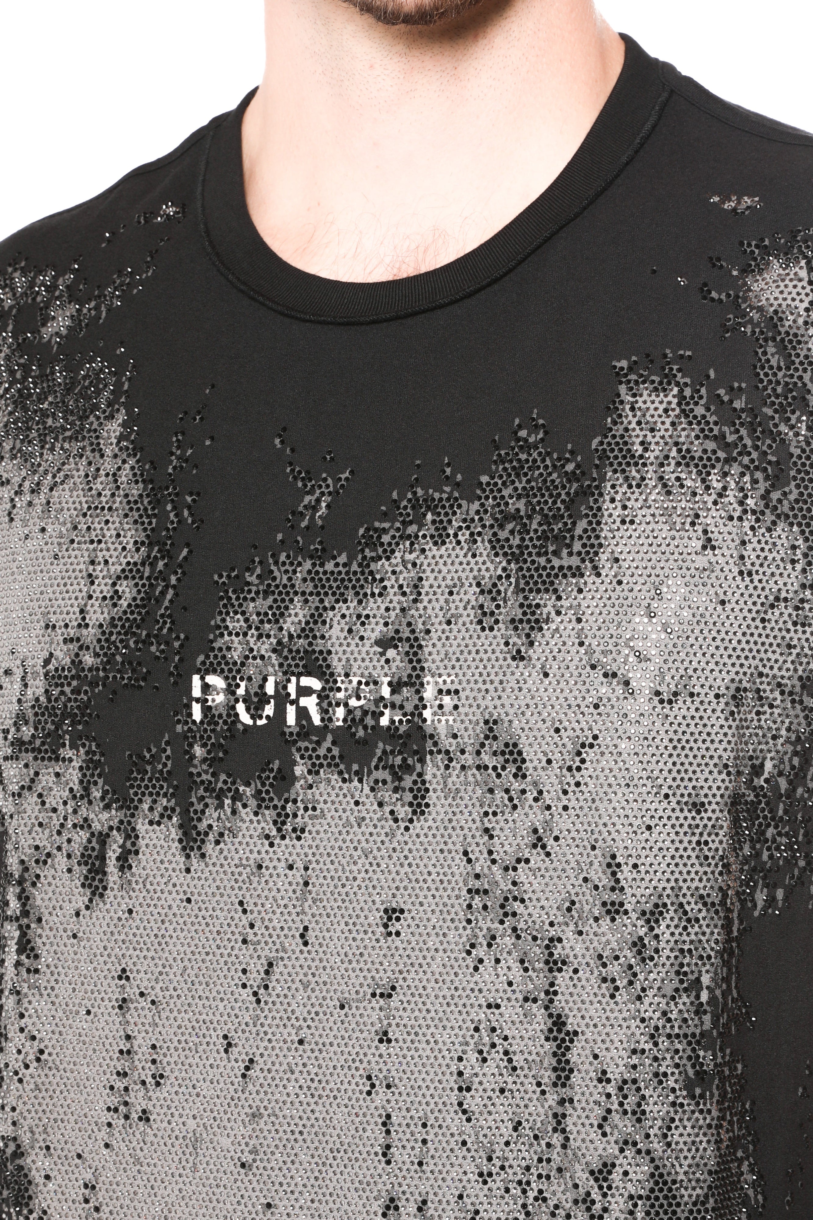 Purple Brand Textured Sleeveless Tee in black featuring textured fabric construction and a modern sleeveless design.