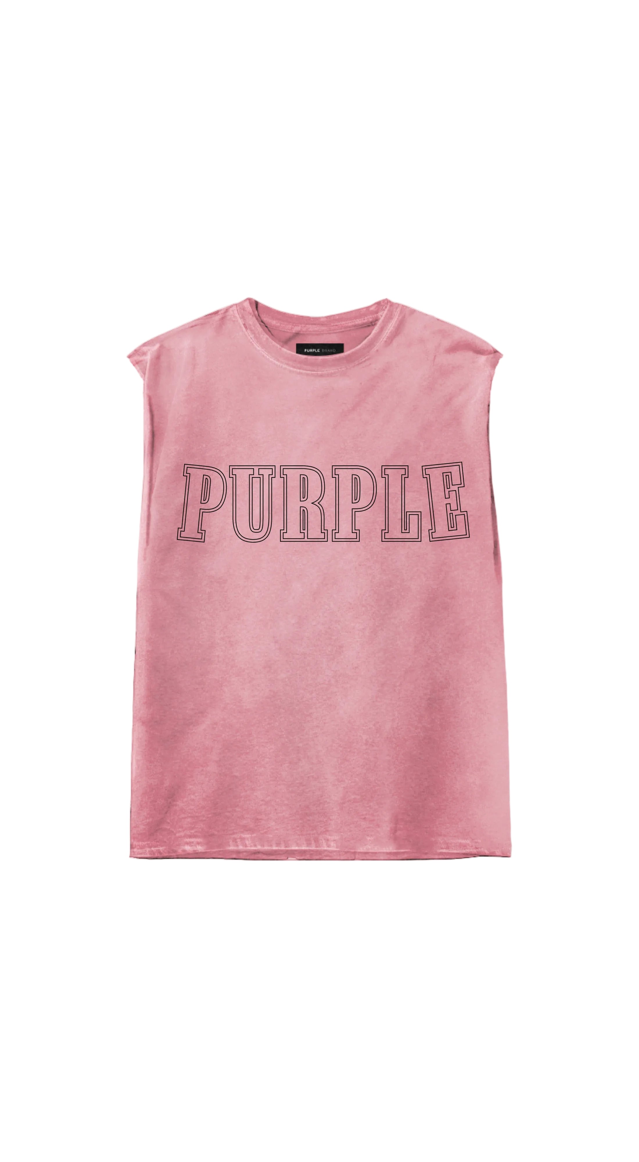 Purple Brand Textured Sleeveless Tee in pink featuring premium textured fabric and a modern sleeveless design.
