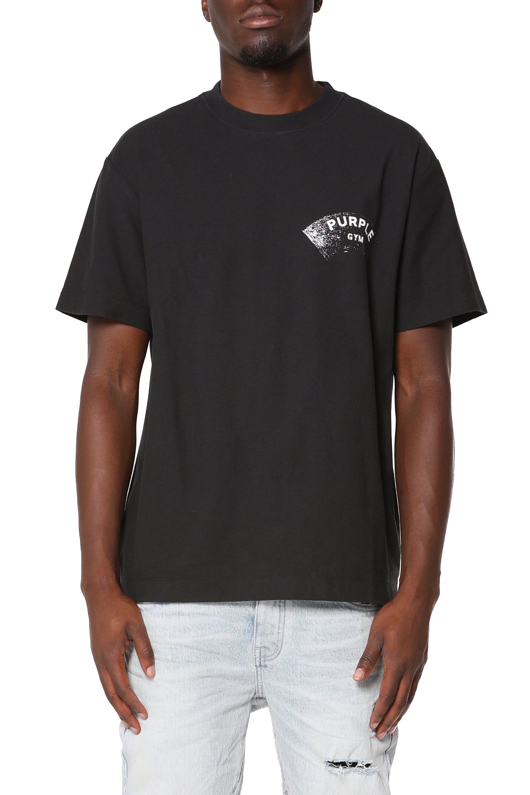Purple Brand Textured Jersey SS Tee in black featuring premium textured jersey fabric and a classic short-sleeve design.