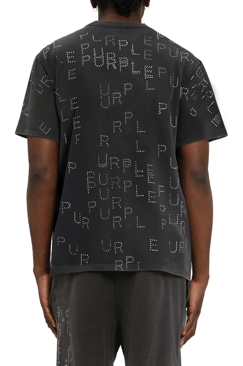 Purple Brand HWT Jersey black short sleeve T-shirt with heavyweight jersey fabric and classic crewneck design.