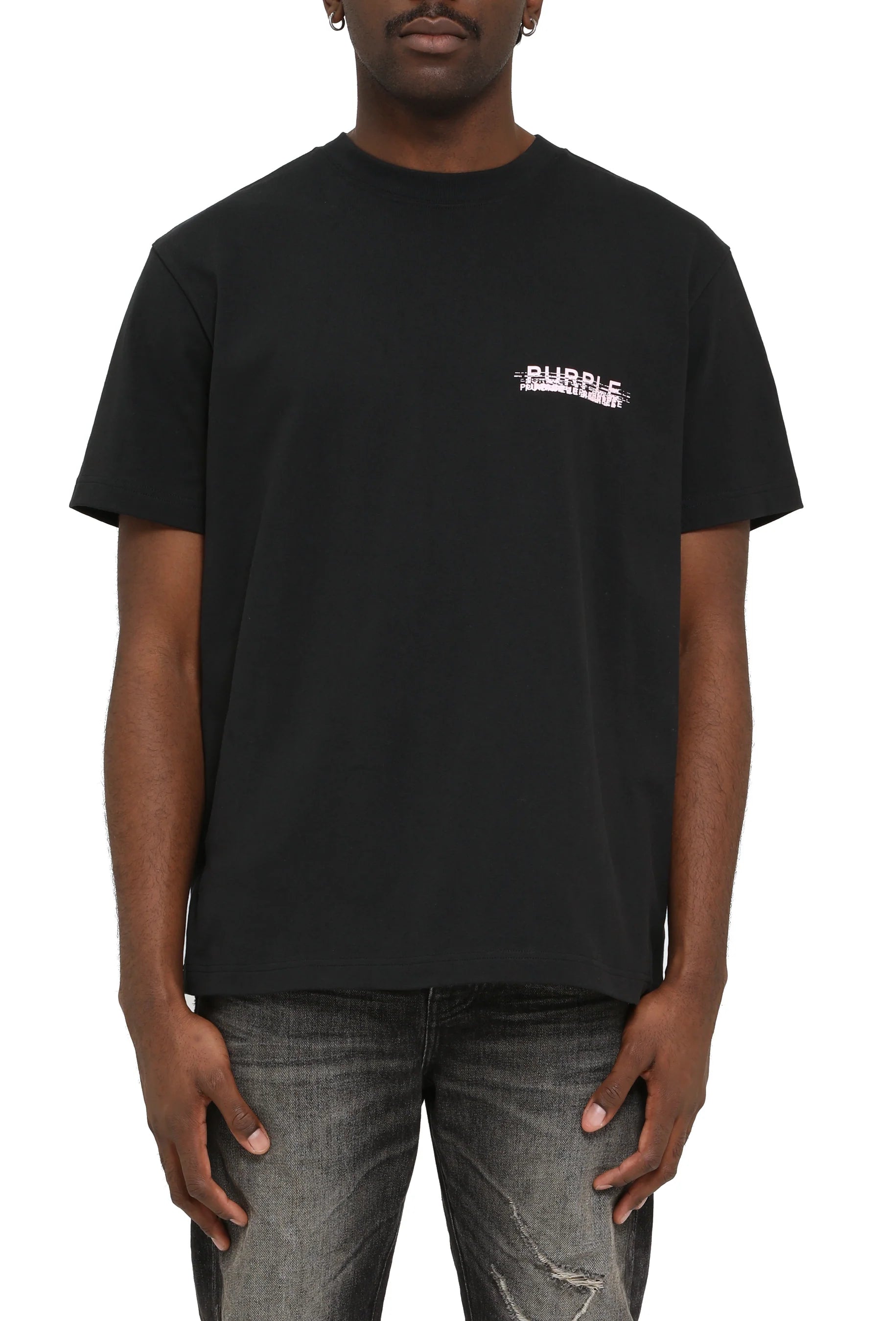 Purple Brand HWT Jersey Short Sleeve Tee in black, soft jersey fabric with classic fit.