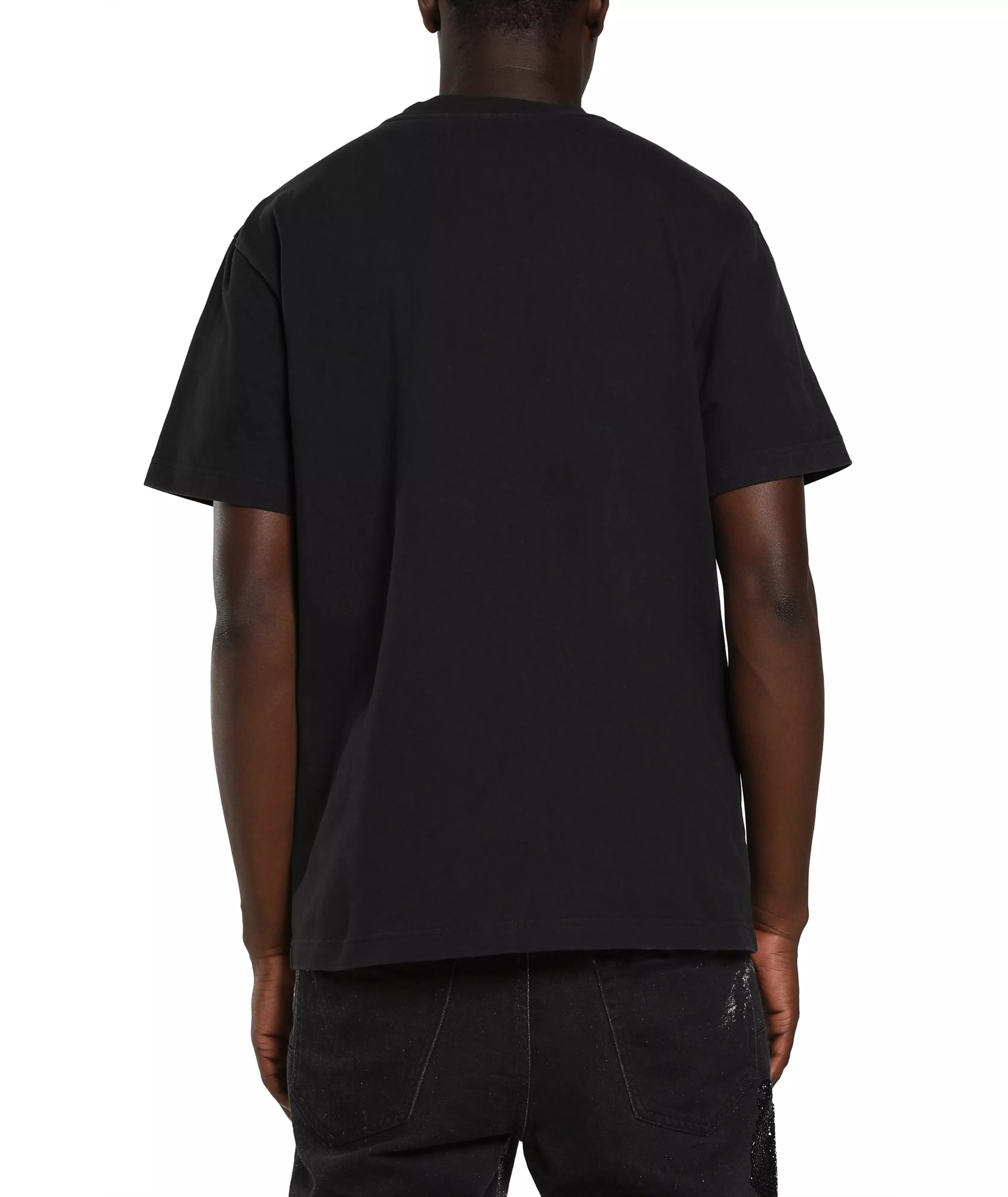 Purple Brand PB Mirage Tee in black, regular fit 100% cotton jersey knit T-shirt with White Label and short sleeves
