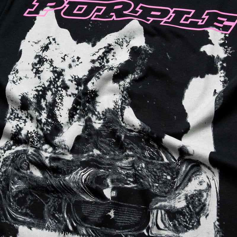 Purple Brand Joyride Tee in black with heavyweight jersey fabric and front graphic print.