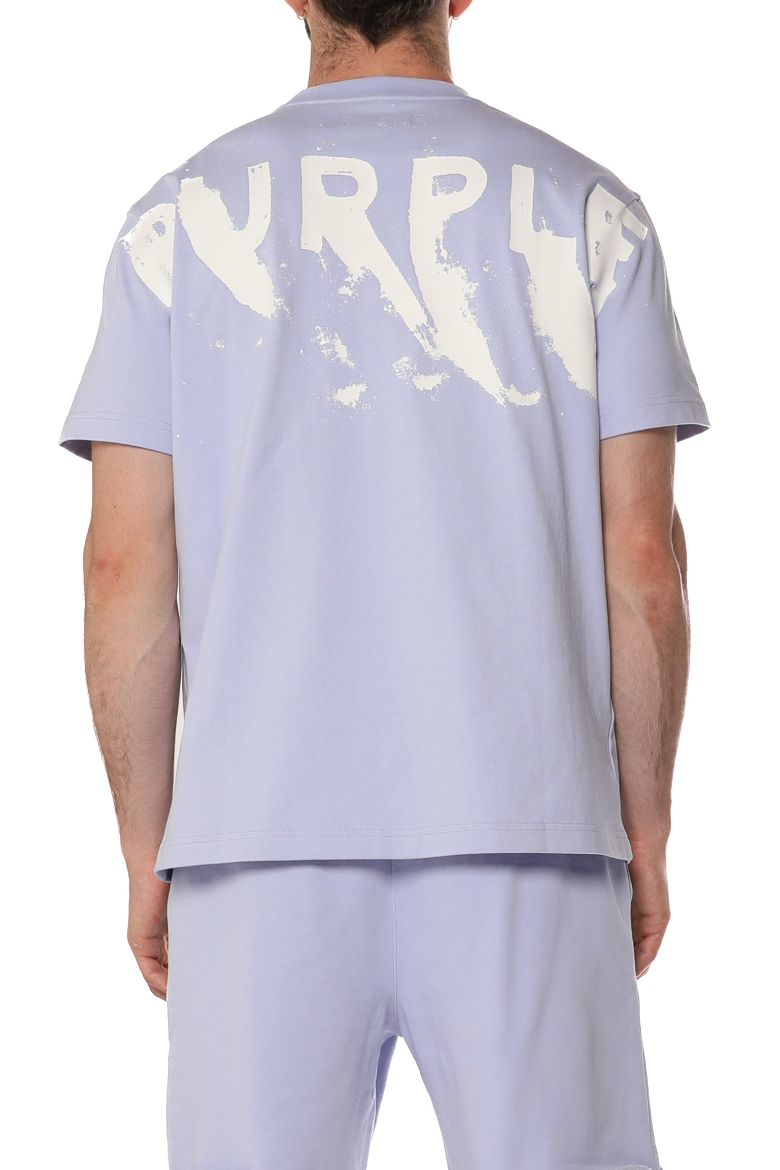 Purple Brand Painted Wordmark Tee in lavender made from 100% cotton heavyweight jersey with screen printed design