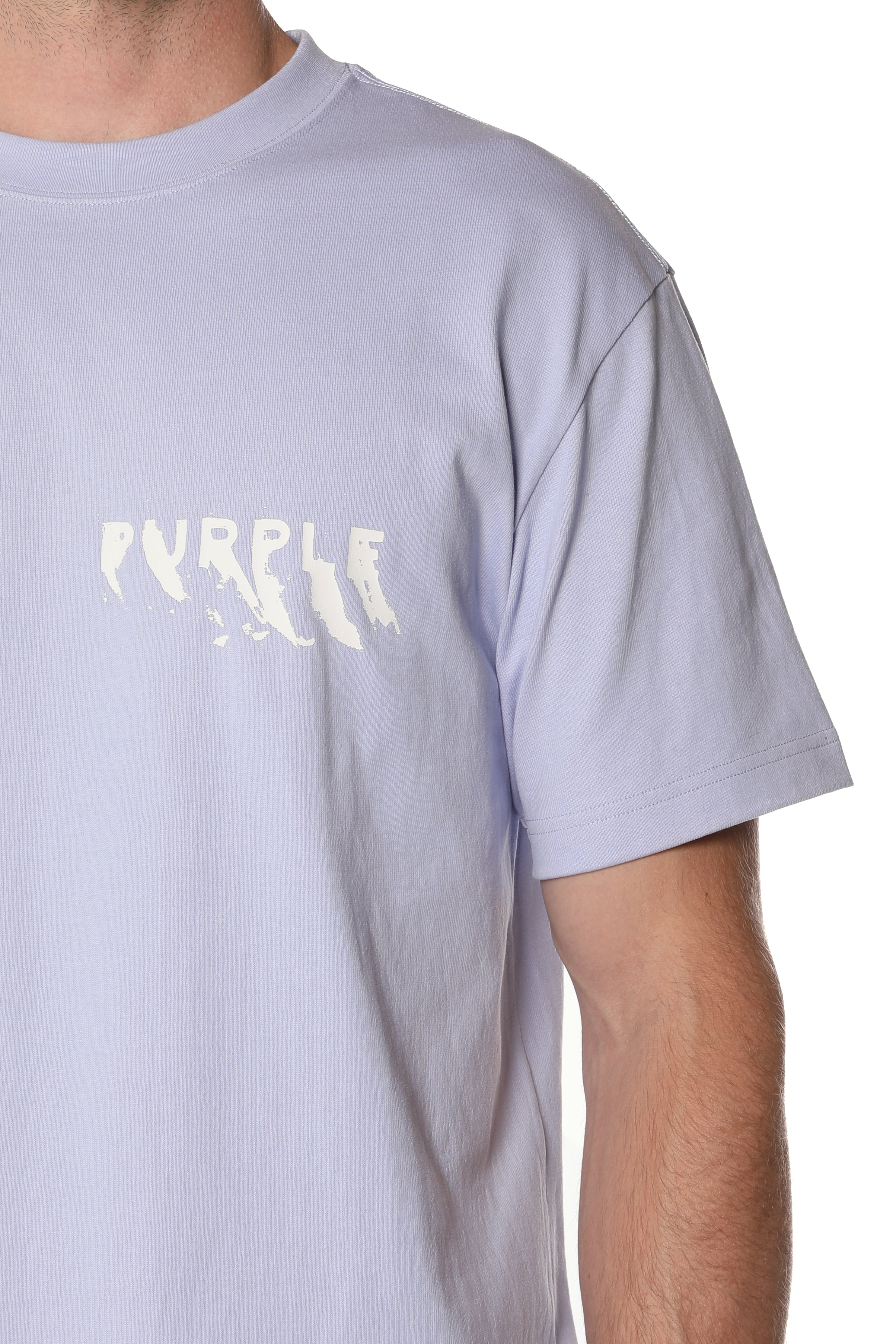 Purple Brand Painted Wordmark Tee in lavender made from 100% cotton heavyweight jersey with screen printed design