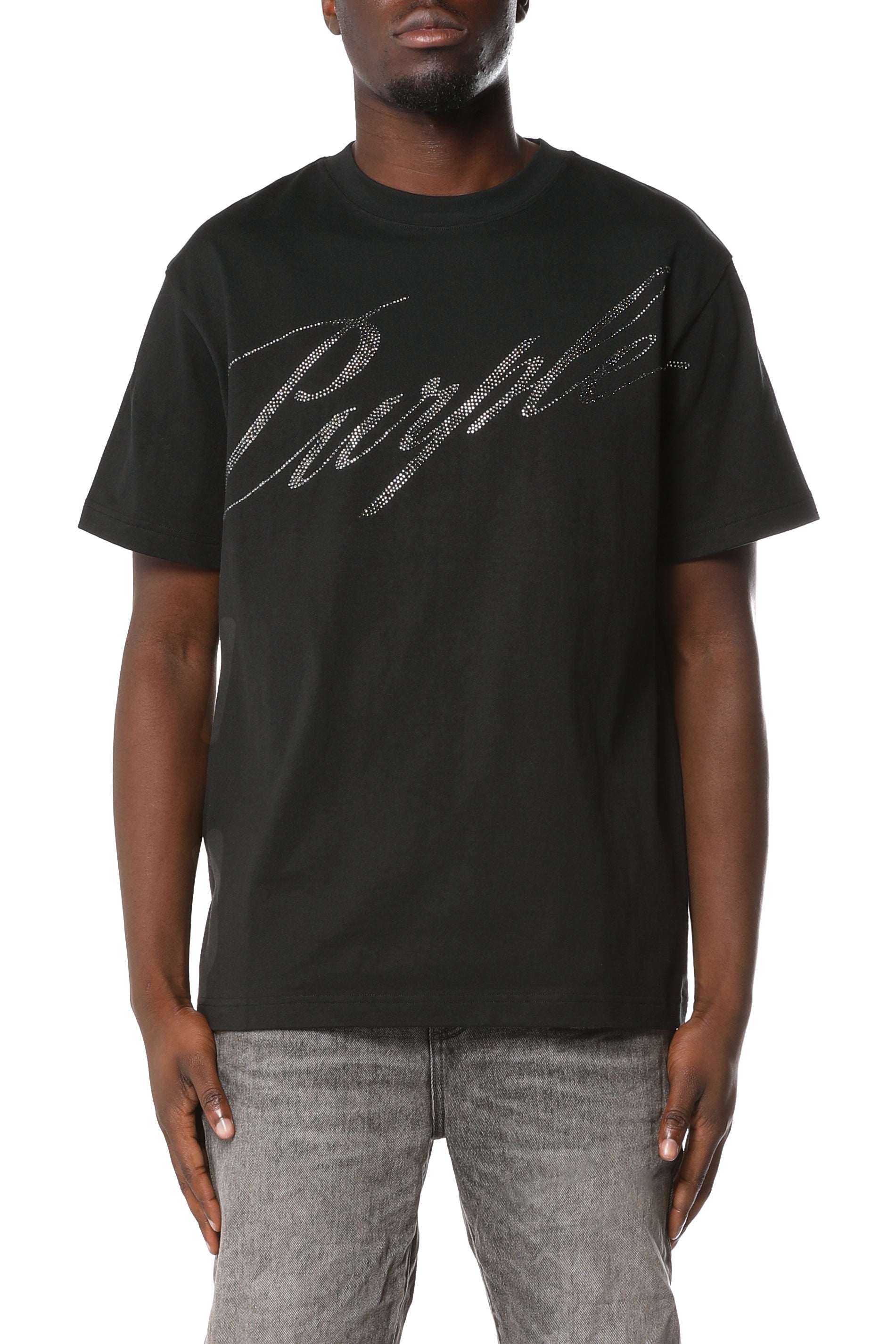 Purple Brand relaxed-fit cotton jersey T-shirt featuring a signature logo print on the chest and a classic crewneck design.