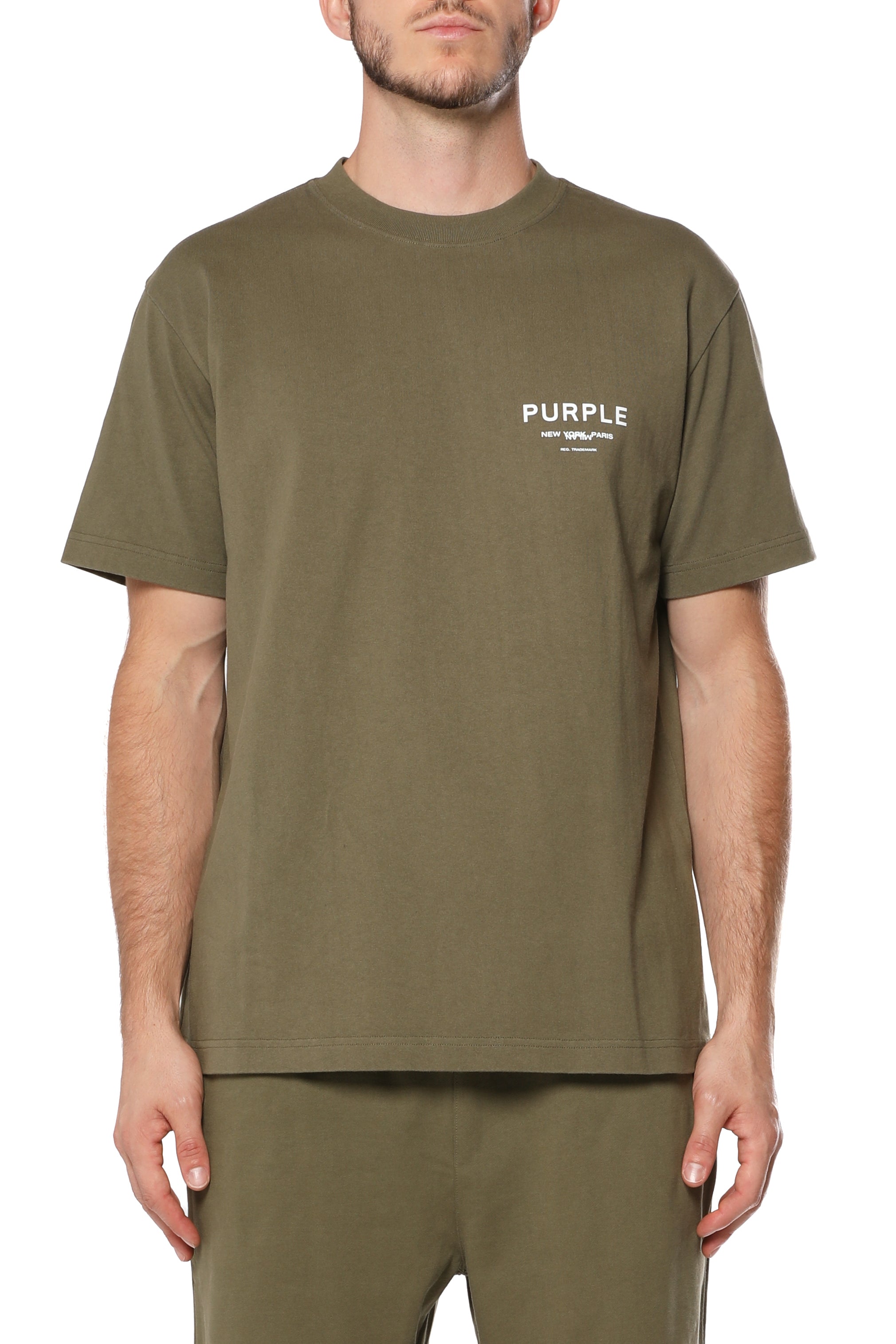 Purple Brand relaxed-fit graphic T-shirt made from 100% cotton featuring the signature wordmark logo on the front.