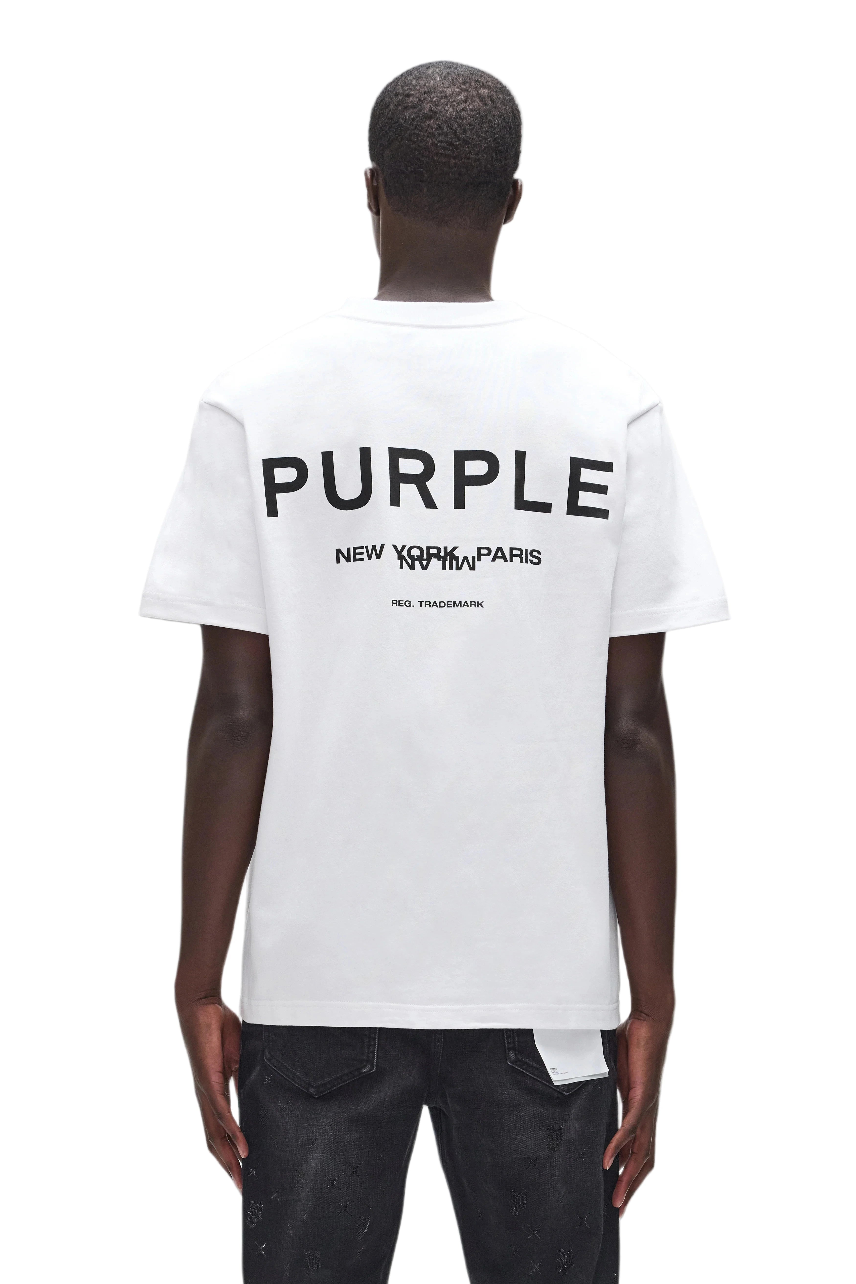 Cities Tee by Purple Brand in heavyweight cotton with screen print and signature hang tag