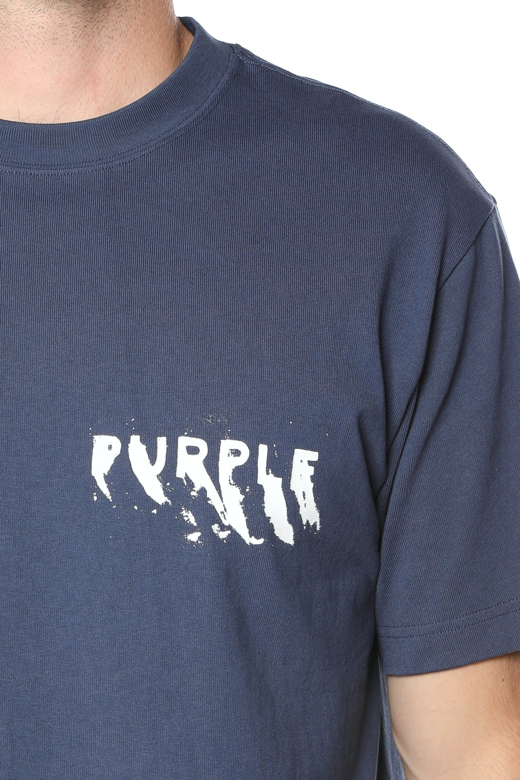 Purple Brand cotton crewneck T-shirt featuring the signature logo printed on the front and back with a classic short-sleeve design.