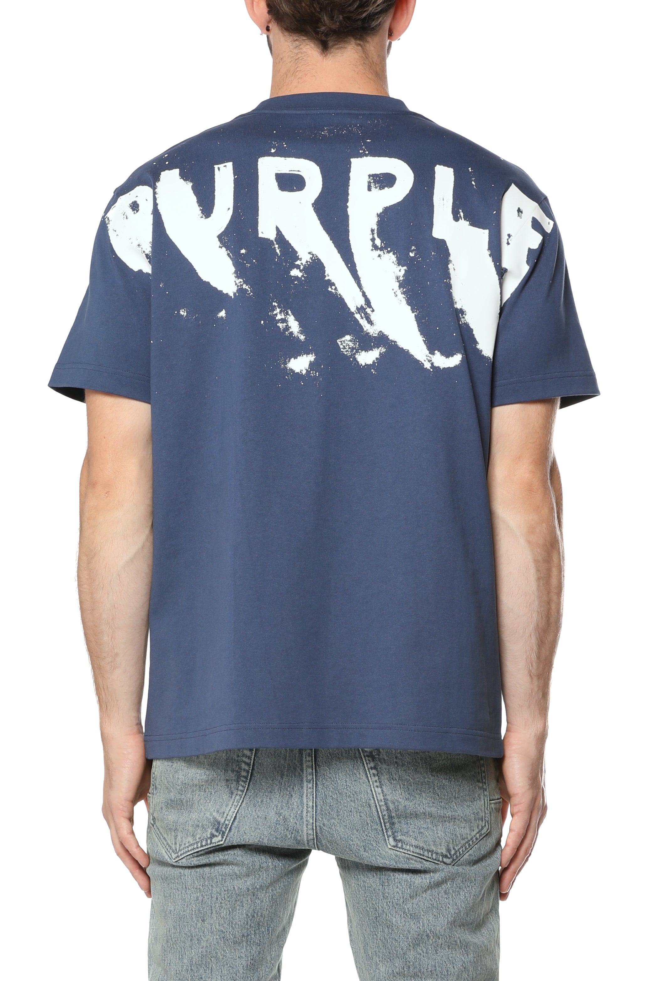 Purple Brand cotton crewneck T-shirt featuring the signature logo printed on the front and back with a classic short-sleeve design.