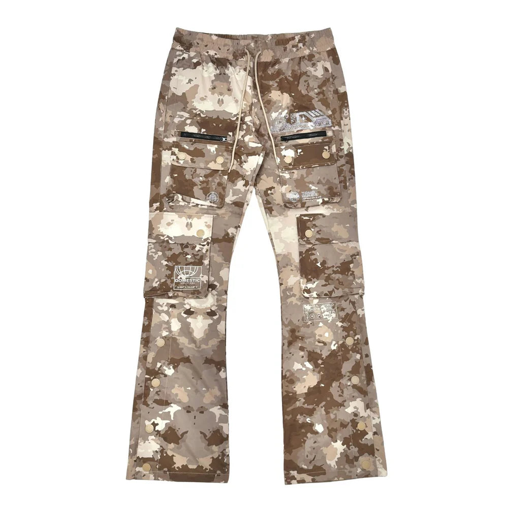 Kloud9 Nylon Flare Pants in grass camo with comfortable fit and bold flare silhouette